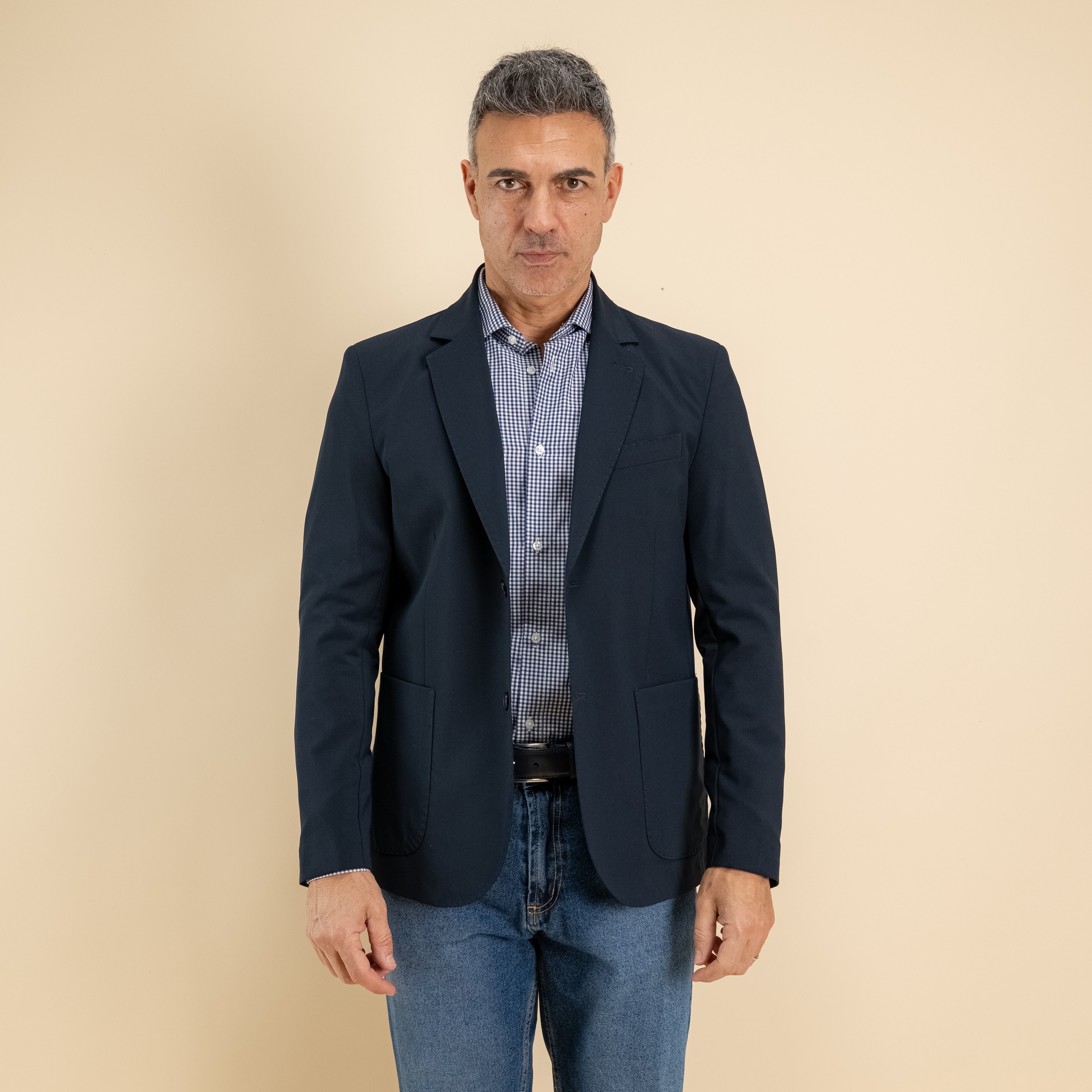 Giacca monopetto impunturata - Blu Notte