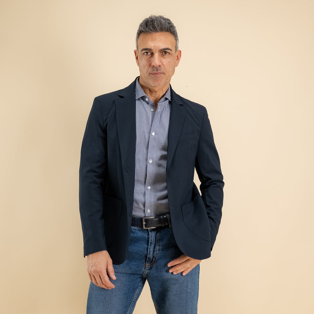 Single-breasted quilted jacket - Midnight Blue