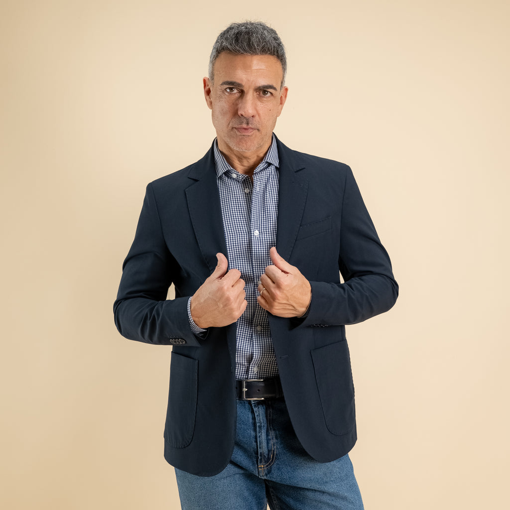 Single-breasted quilted jacket - Midnight Blue
