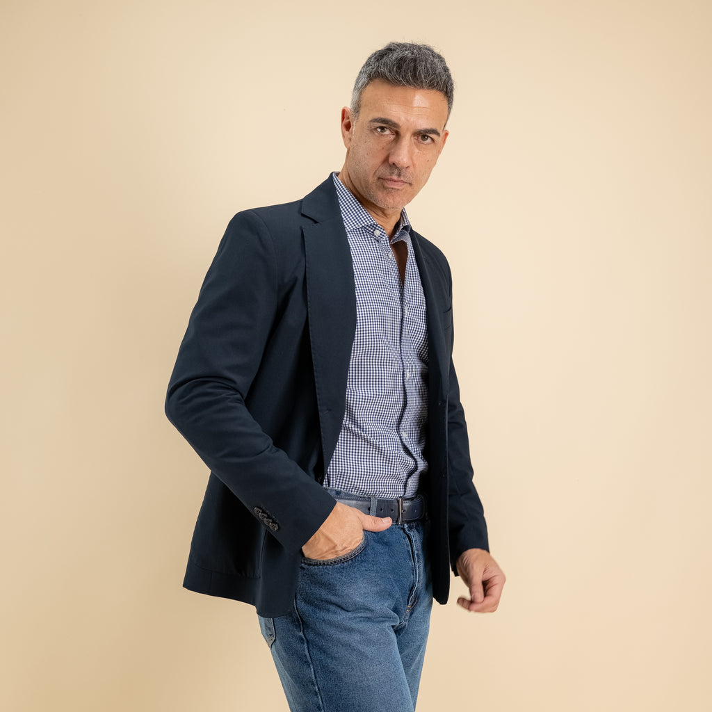 Single-breasted quilted jacket - Midnight Blue