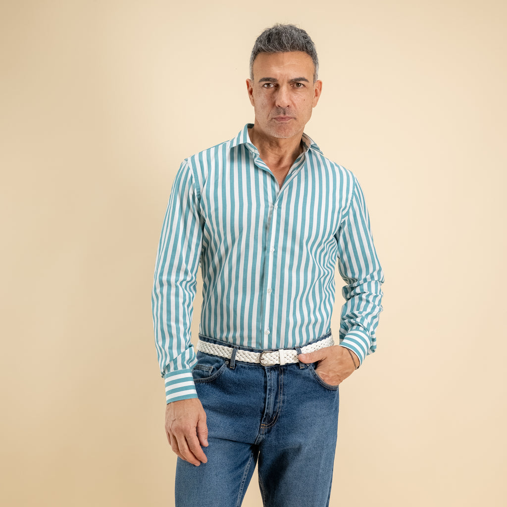 Camicia sartoriale con Rigo Largo - Verde