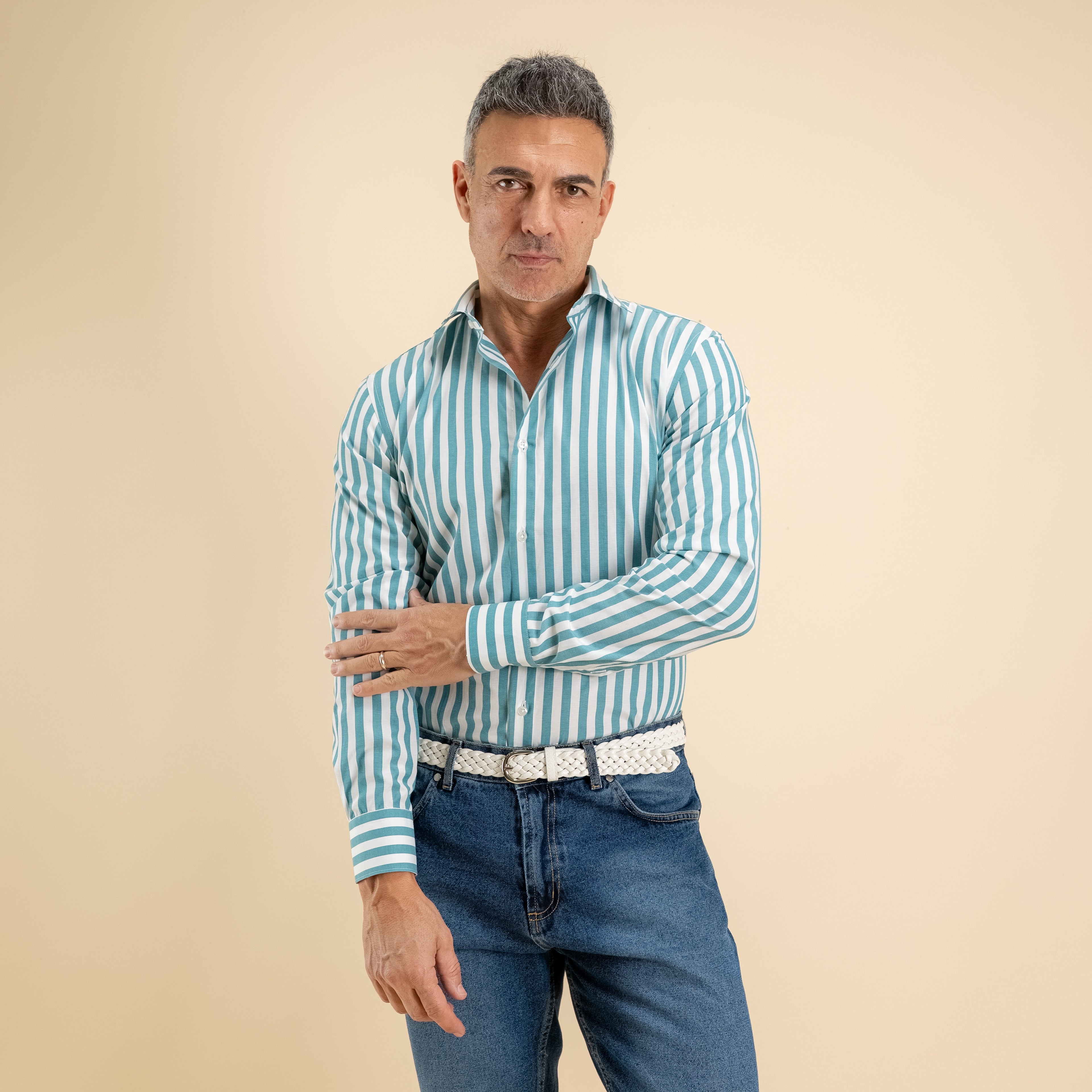 Camicia sartoriale con Rigo Largo - Verde