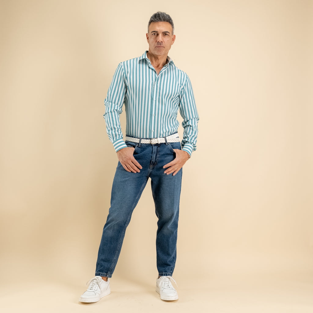 Camicia sartoriale con Rigo Largo - Verde
