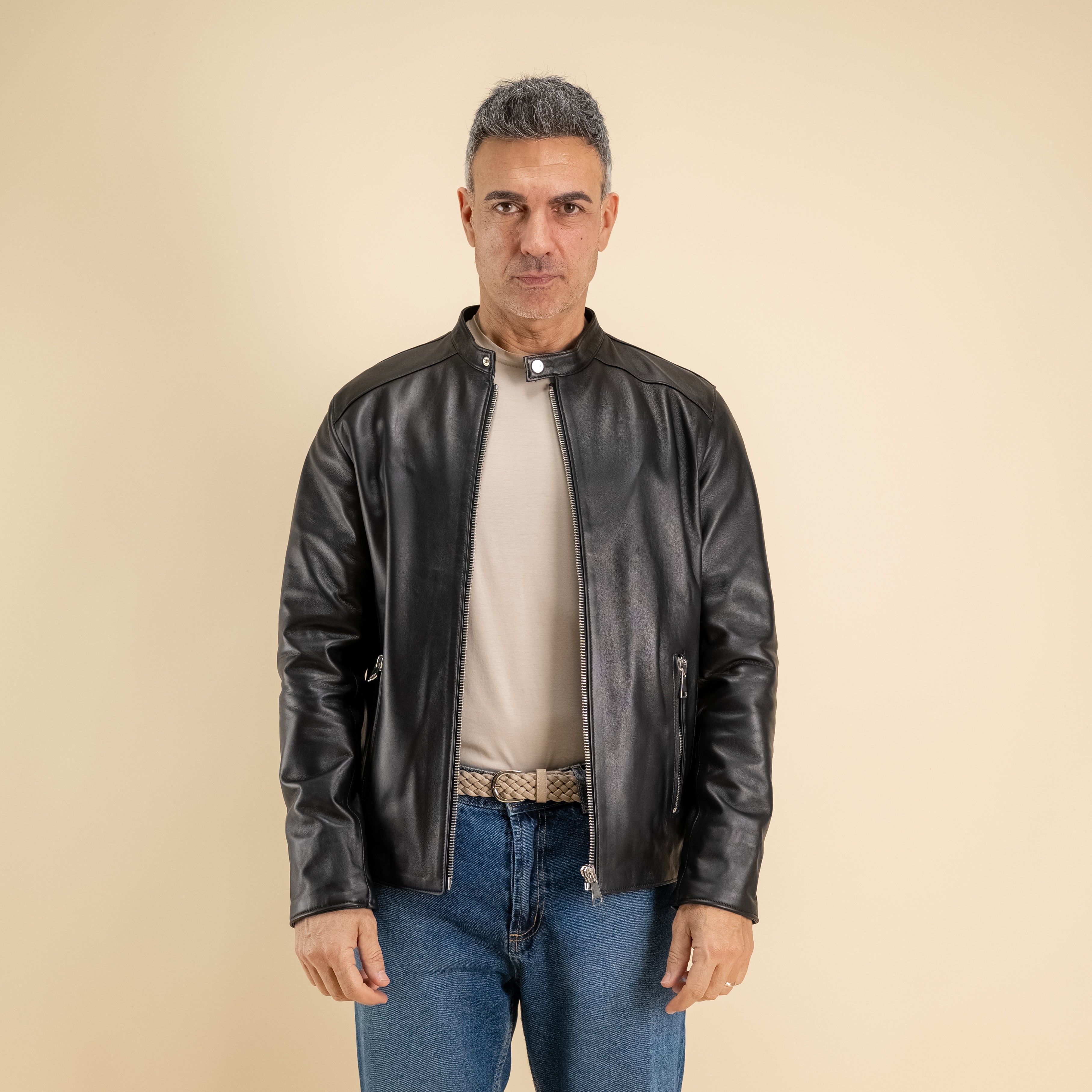 Biker in Vera Pelle - Nero