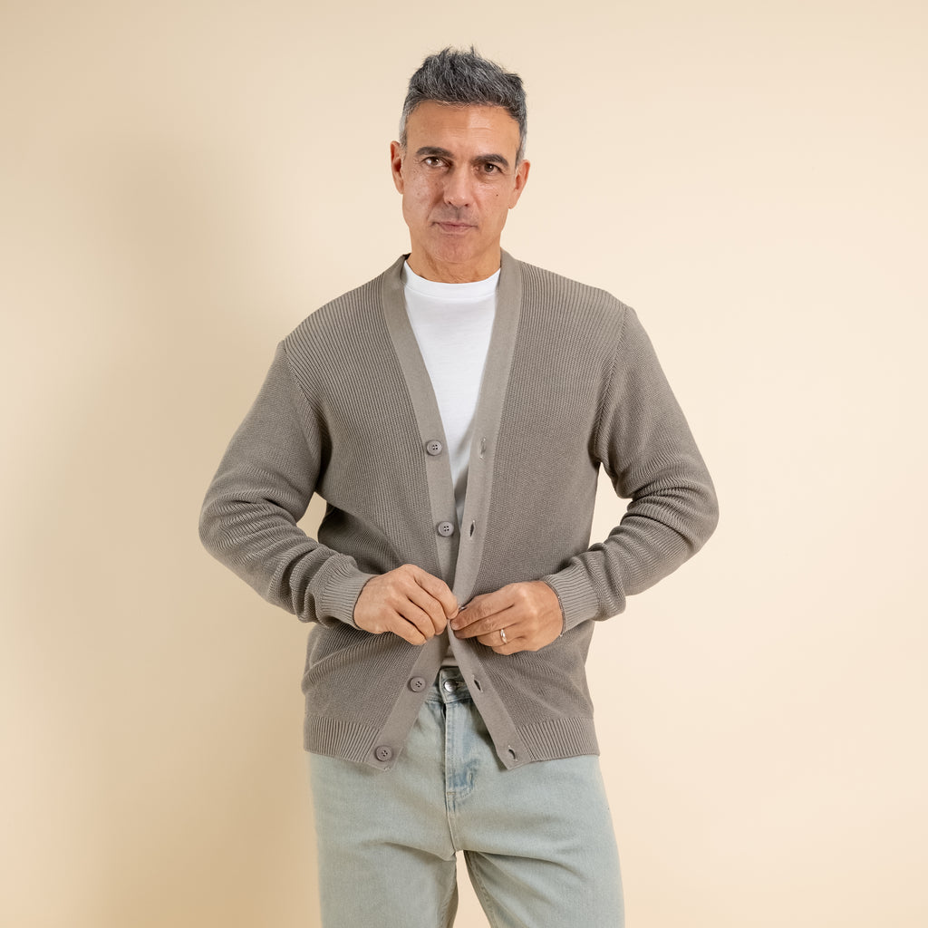 Cardigan in maglia a Scollo V – Tortora