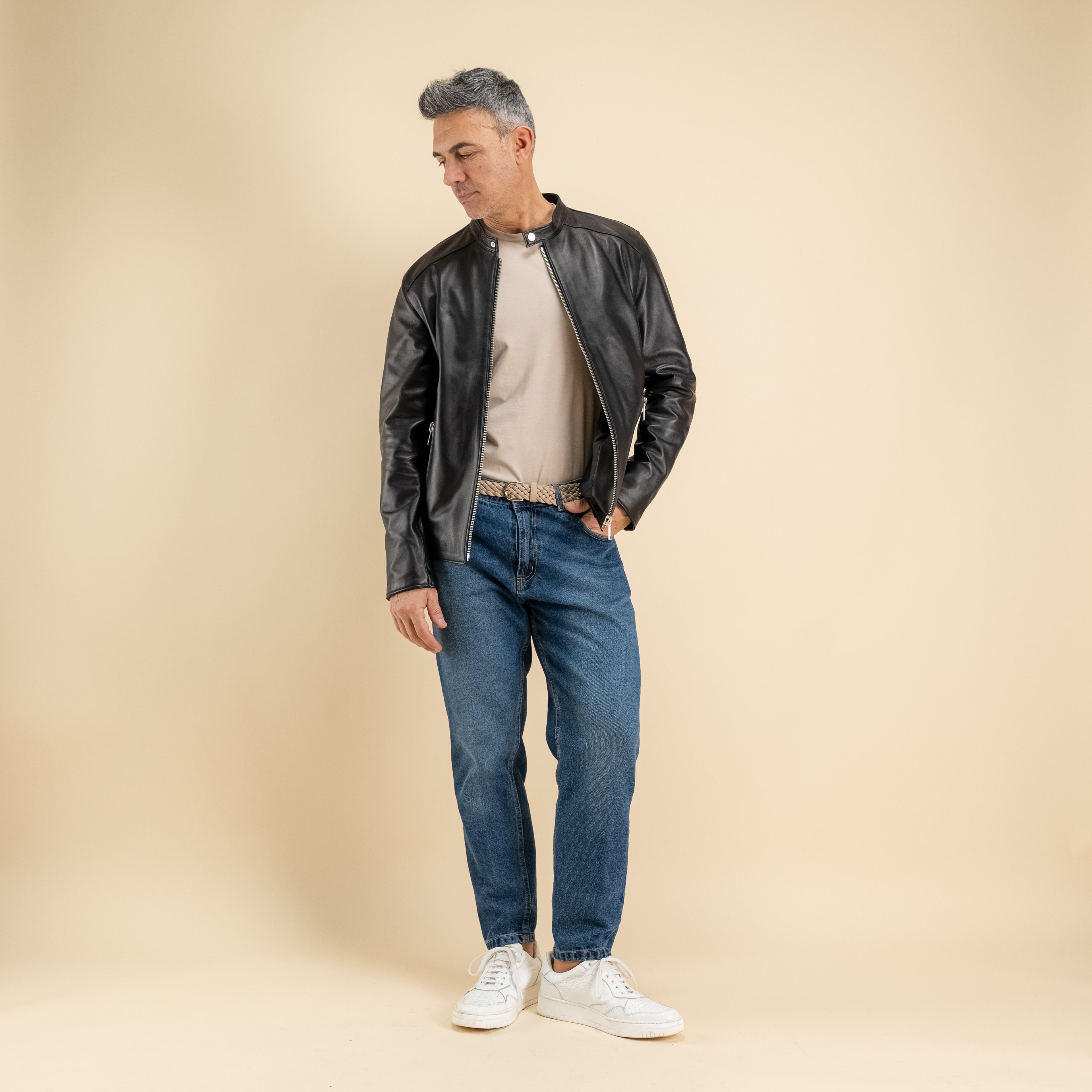 Biker in Vera Pelle - Nero