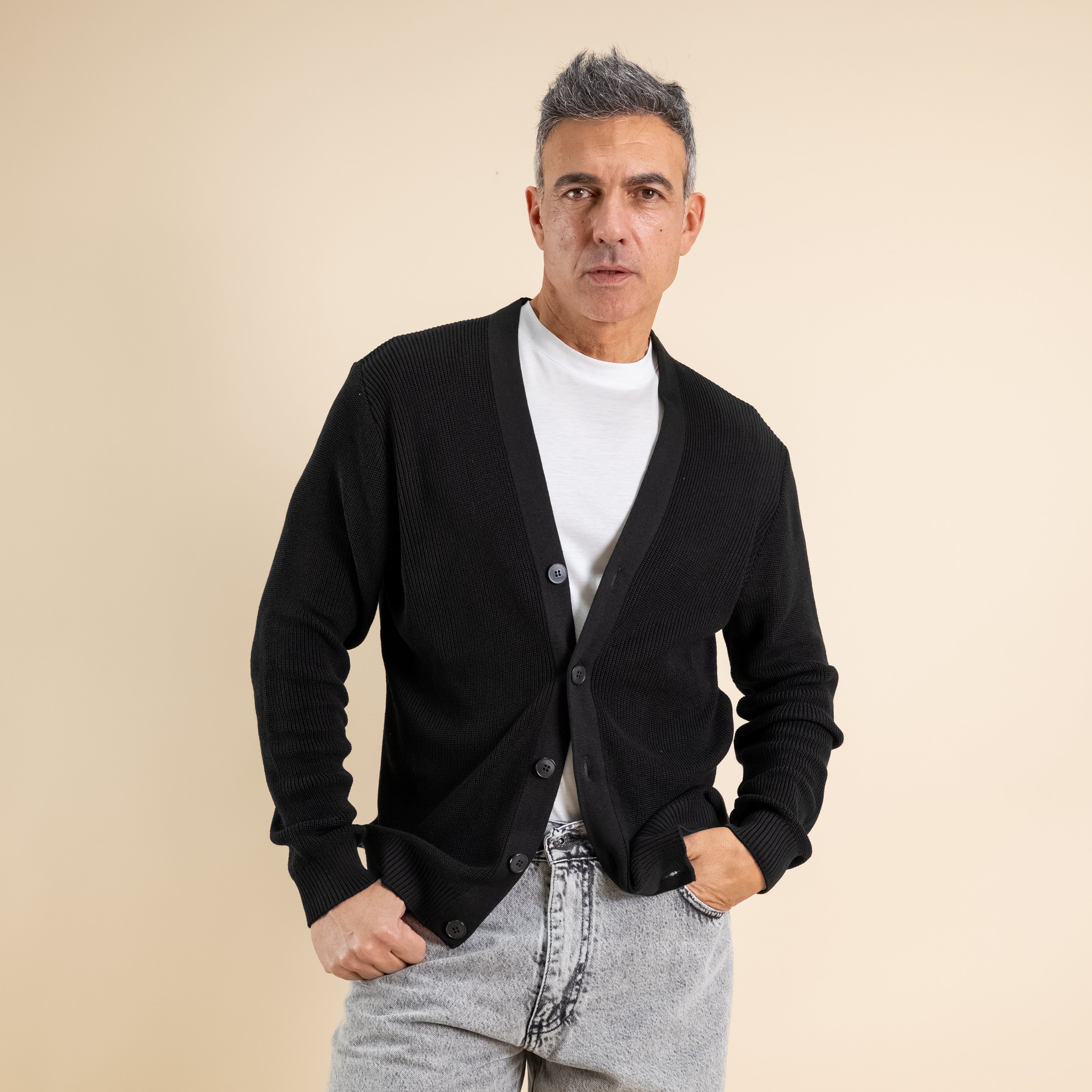 Cárdigan de hilo con botones - Ice