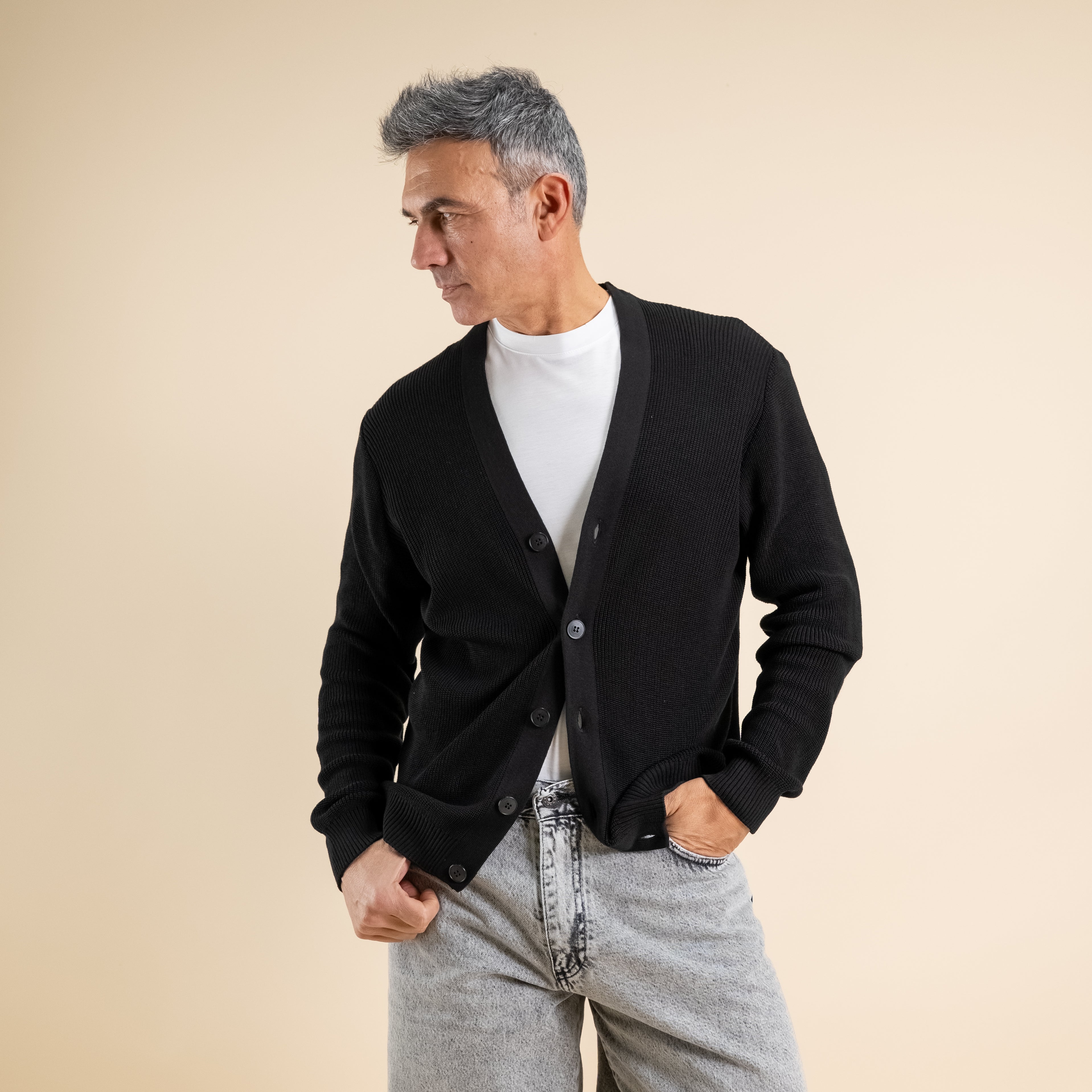 Cárdigan de hilo con botones - Ice