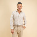 Camisa sastre de raya ancha - Beige