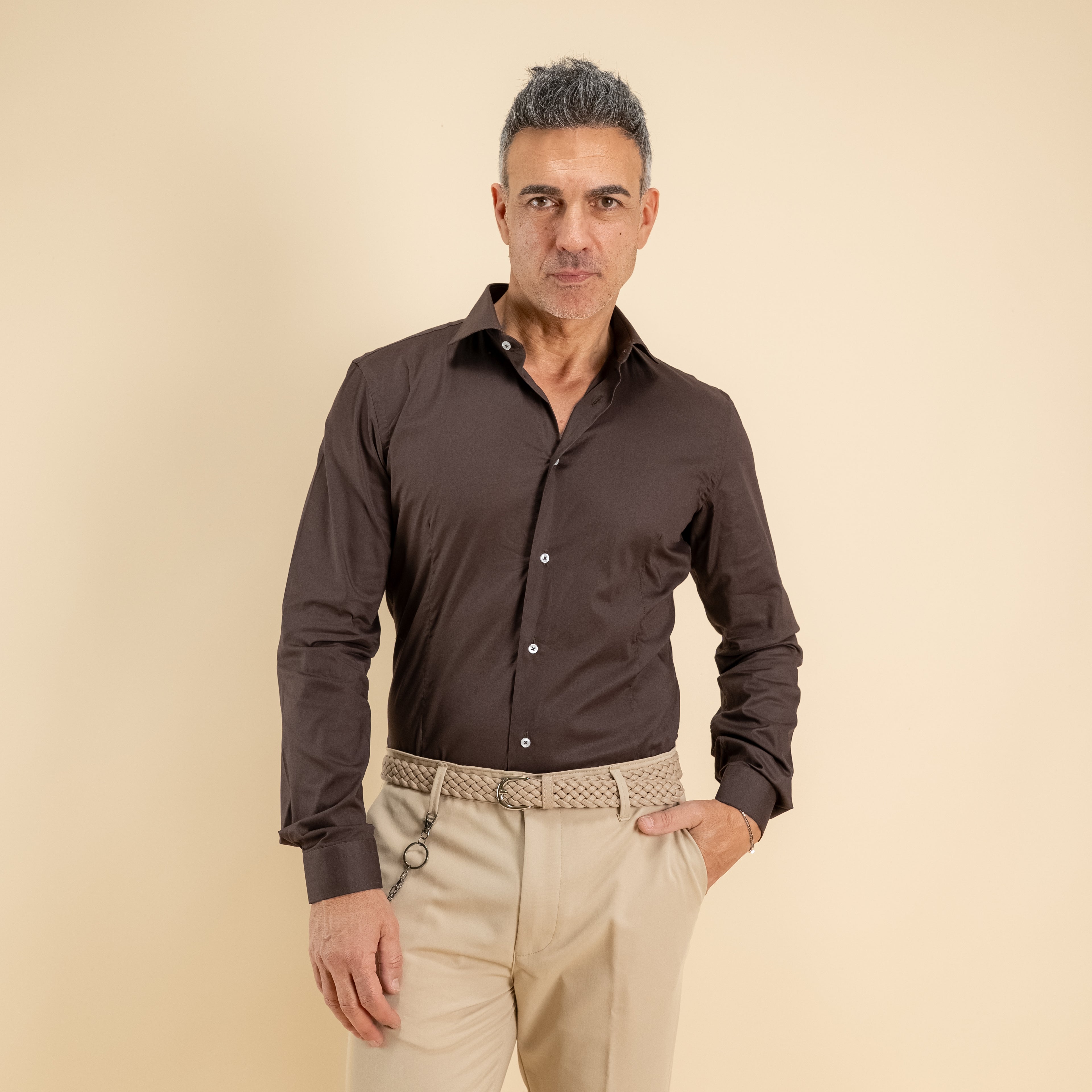 Camisa sastre lisa - Marrón