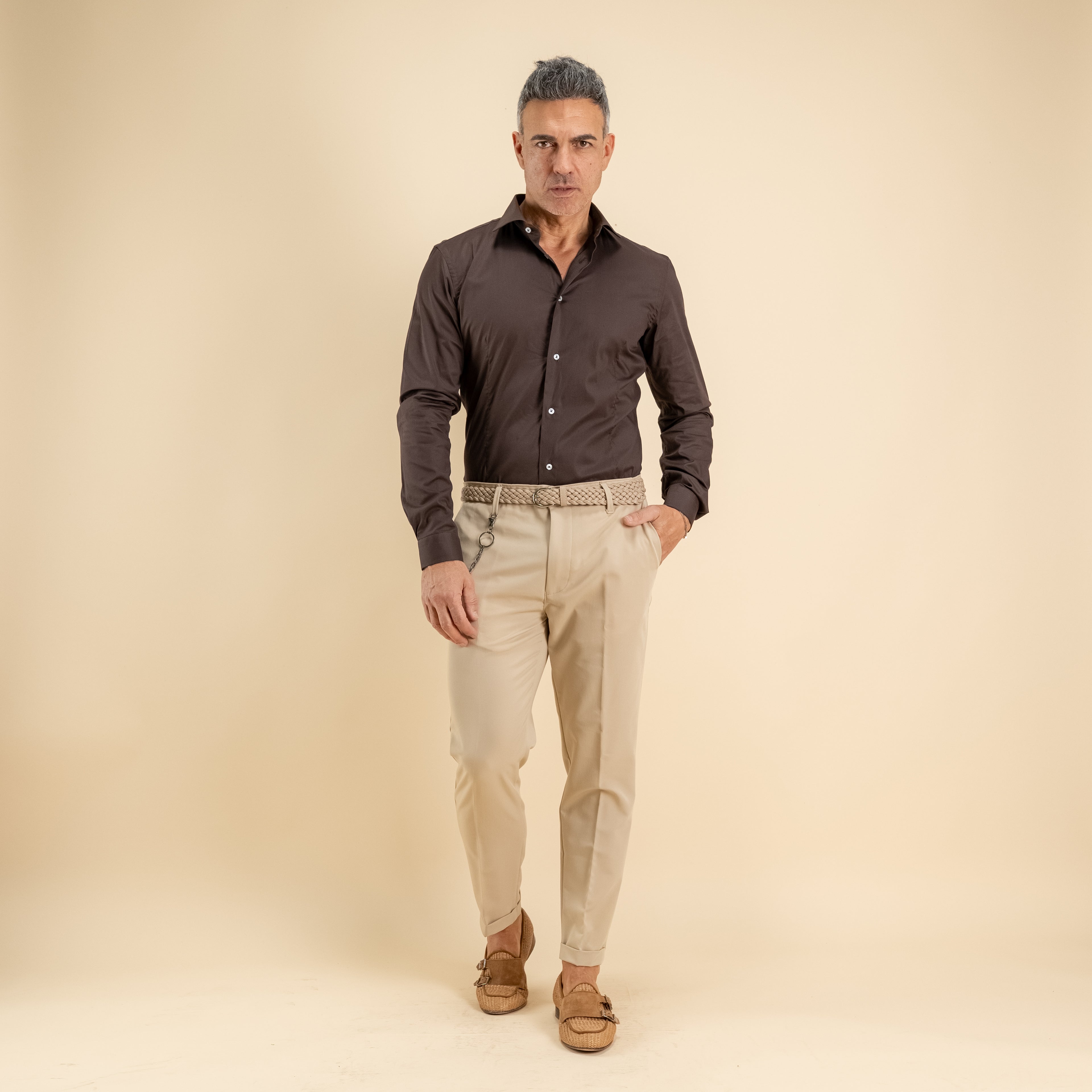 Camisa sastre lisa - Marrón