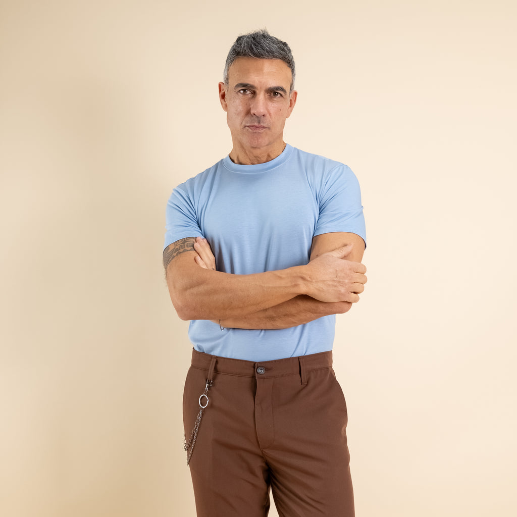 T-shirt cotone mercerizzato premium - Celeste
