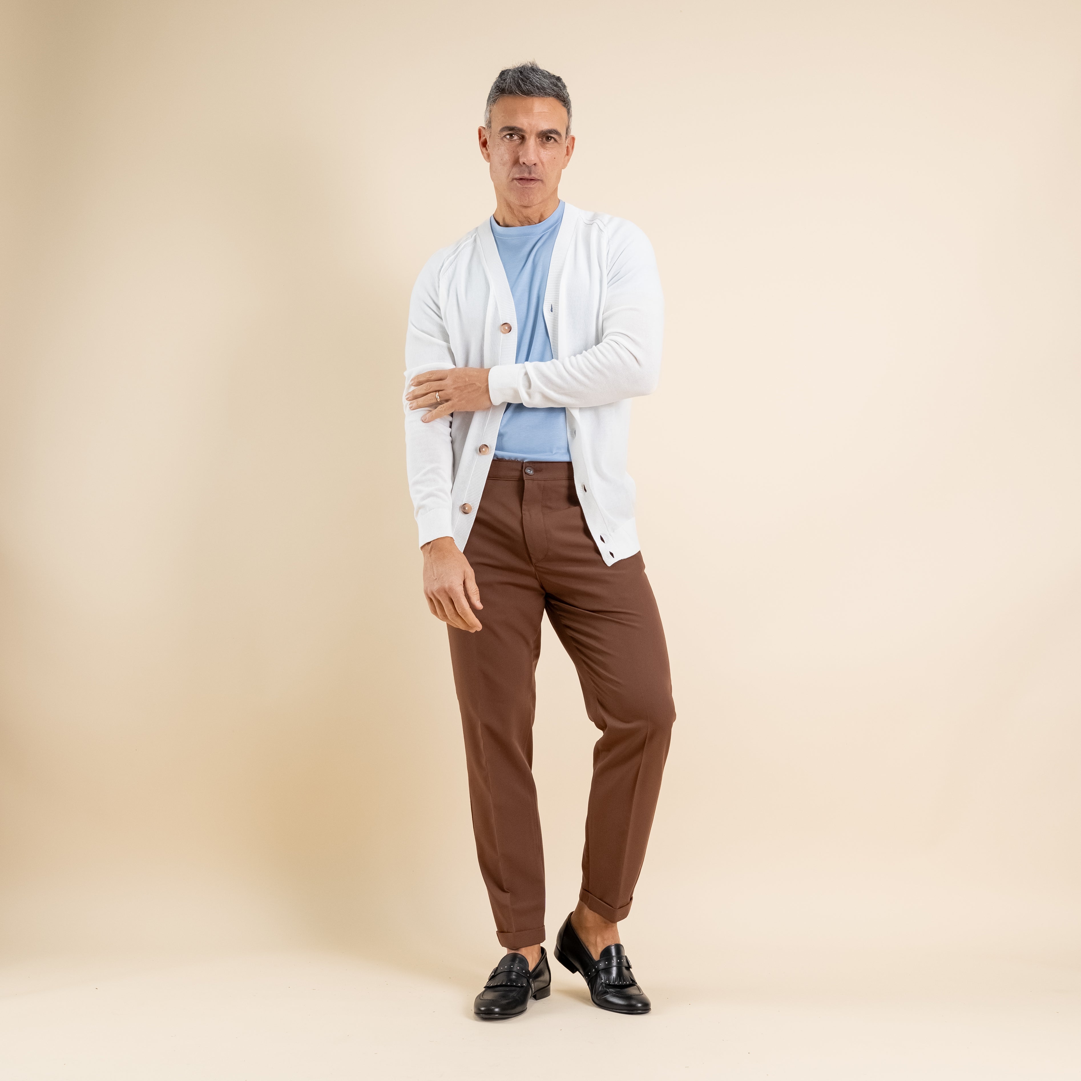 Lightweight V-Neck Cardigan - White