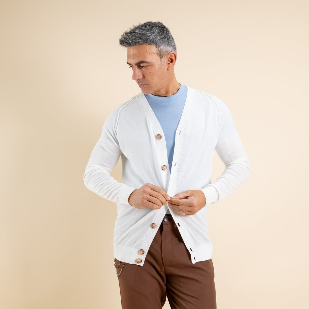 Cardigan leggero scollo a V - Bianco