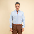 Camicia sartoriale con colletto coreano - Celeste
