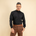 Camicia sartoriale con colletto coreano - Nero
