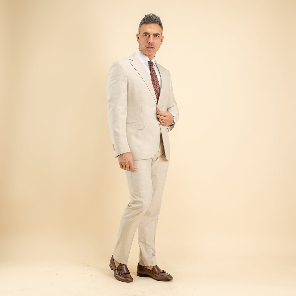 Abito monopetto twill impunturato - Beige