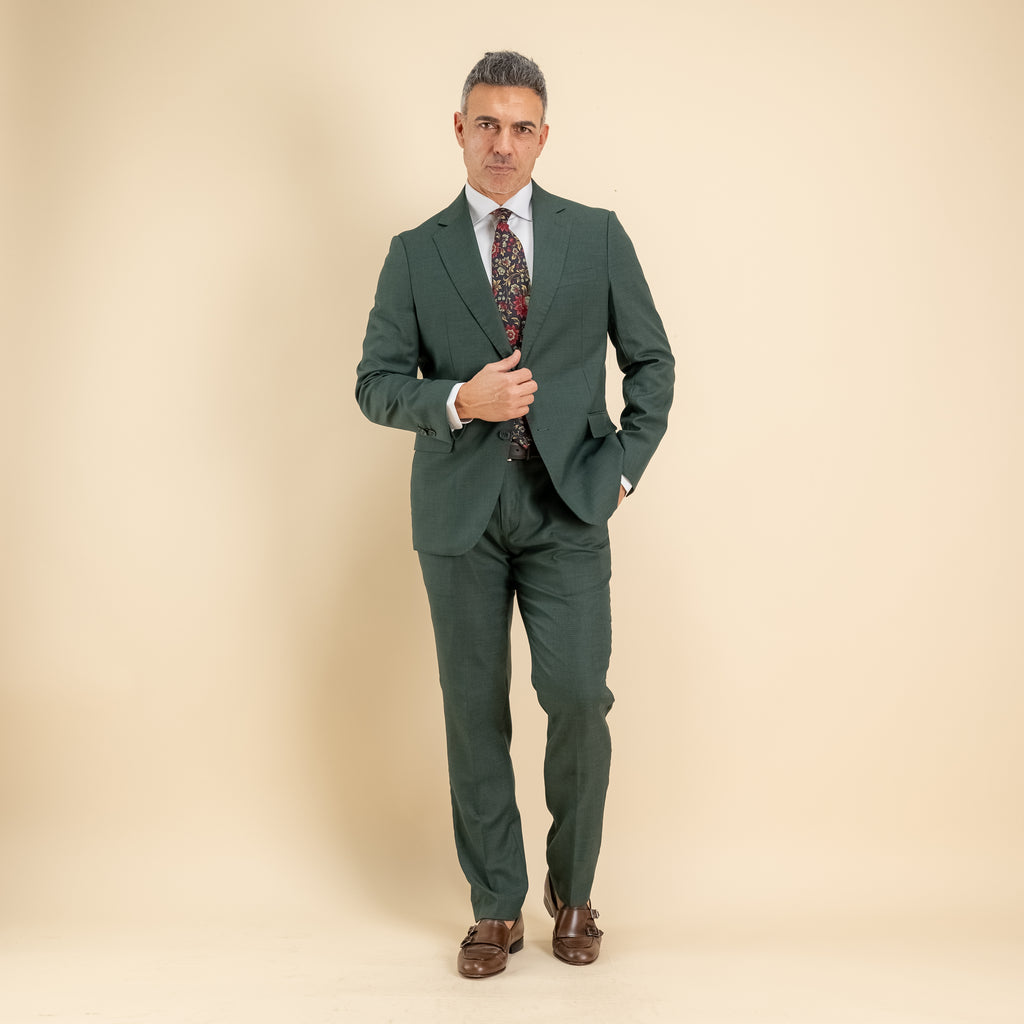 Abito monopetto twill impunturato - Verde Inglese
