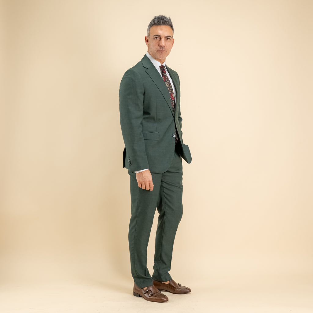 Abito monopetto twill impunturato - Verde Inglese