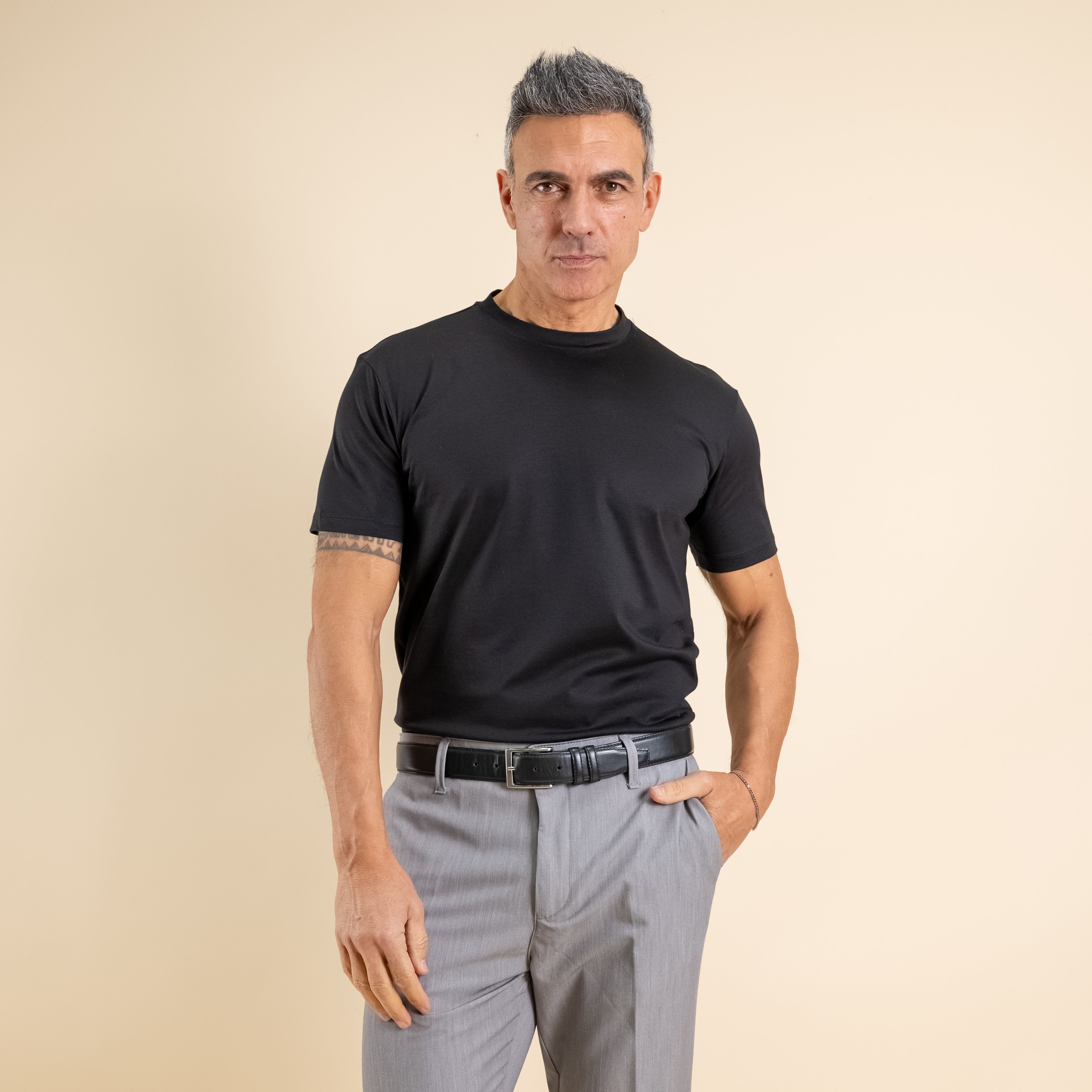 T-shirt cotone mercerizzato premium - Nero