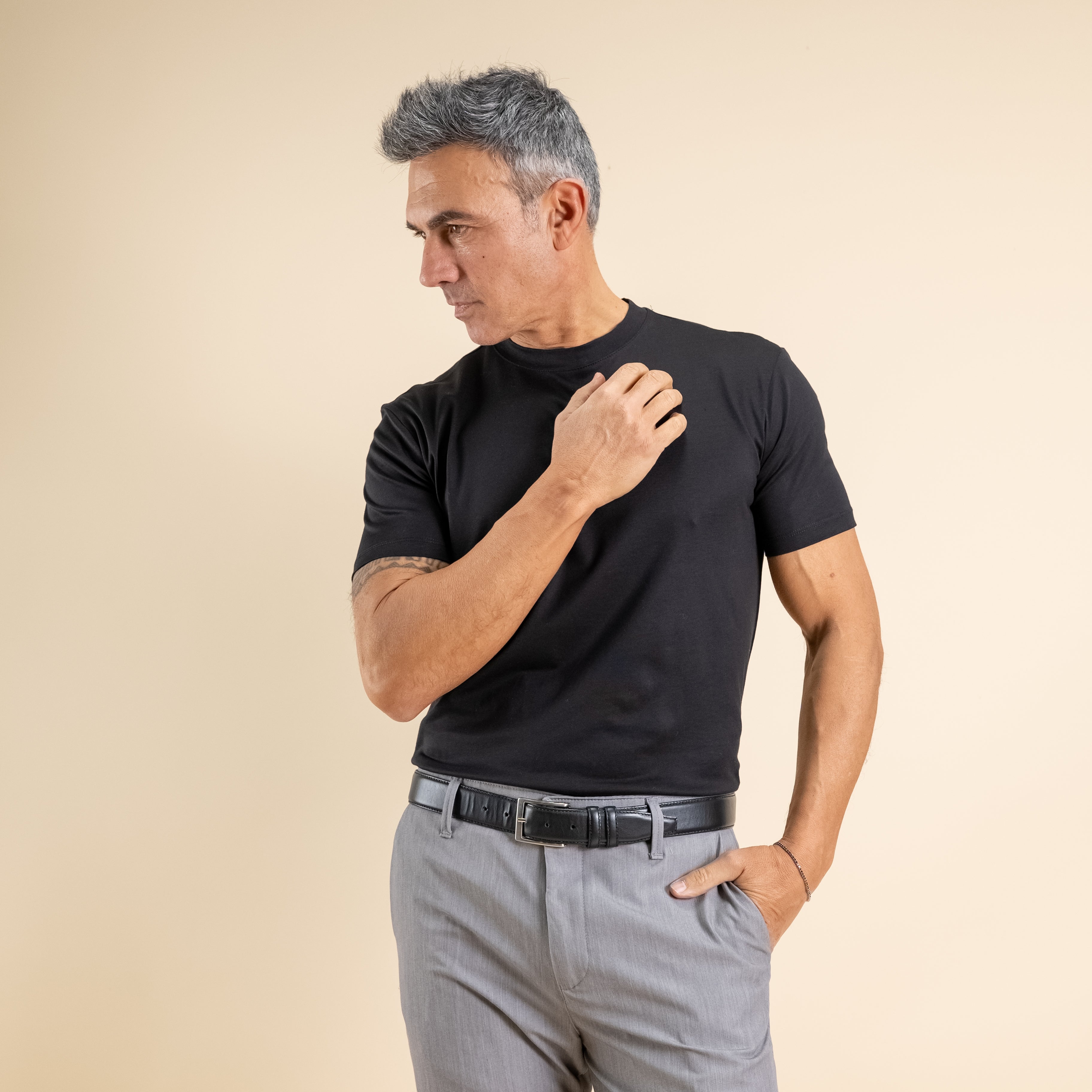 T-shirt cotone mercerizzato premium - Nero