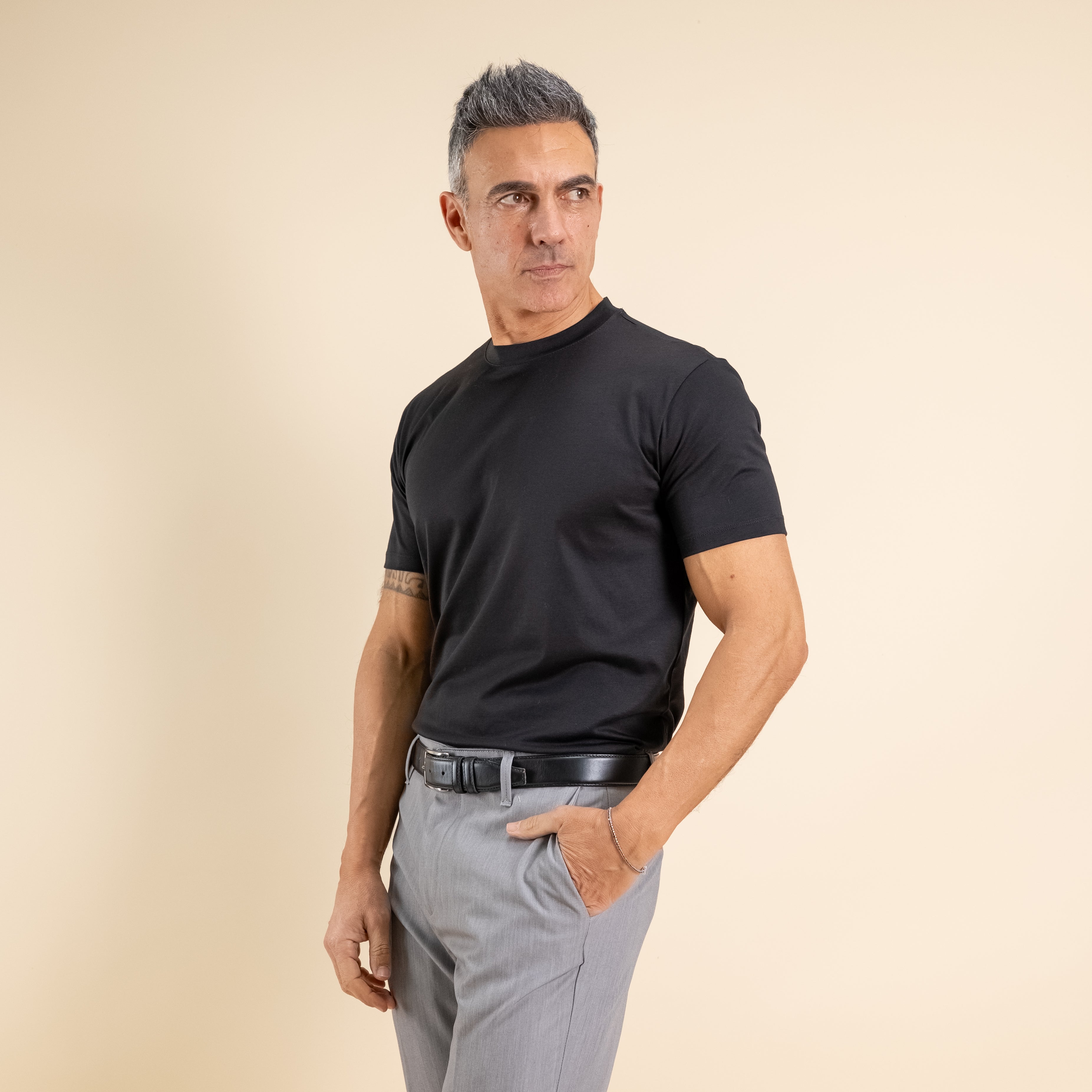 T-shirt cotone mercerizzato premium - Nero