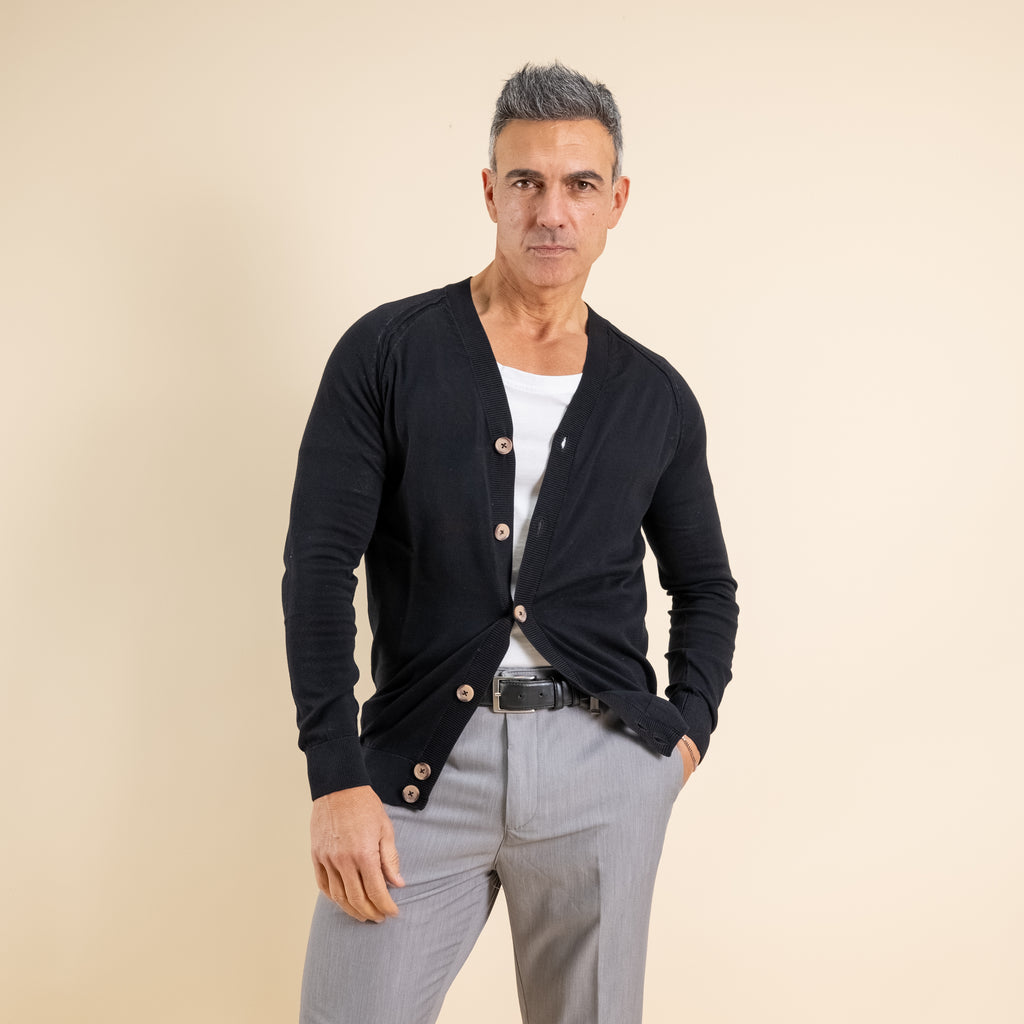 Cardigan leggero scollo a V - Nero