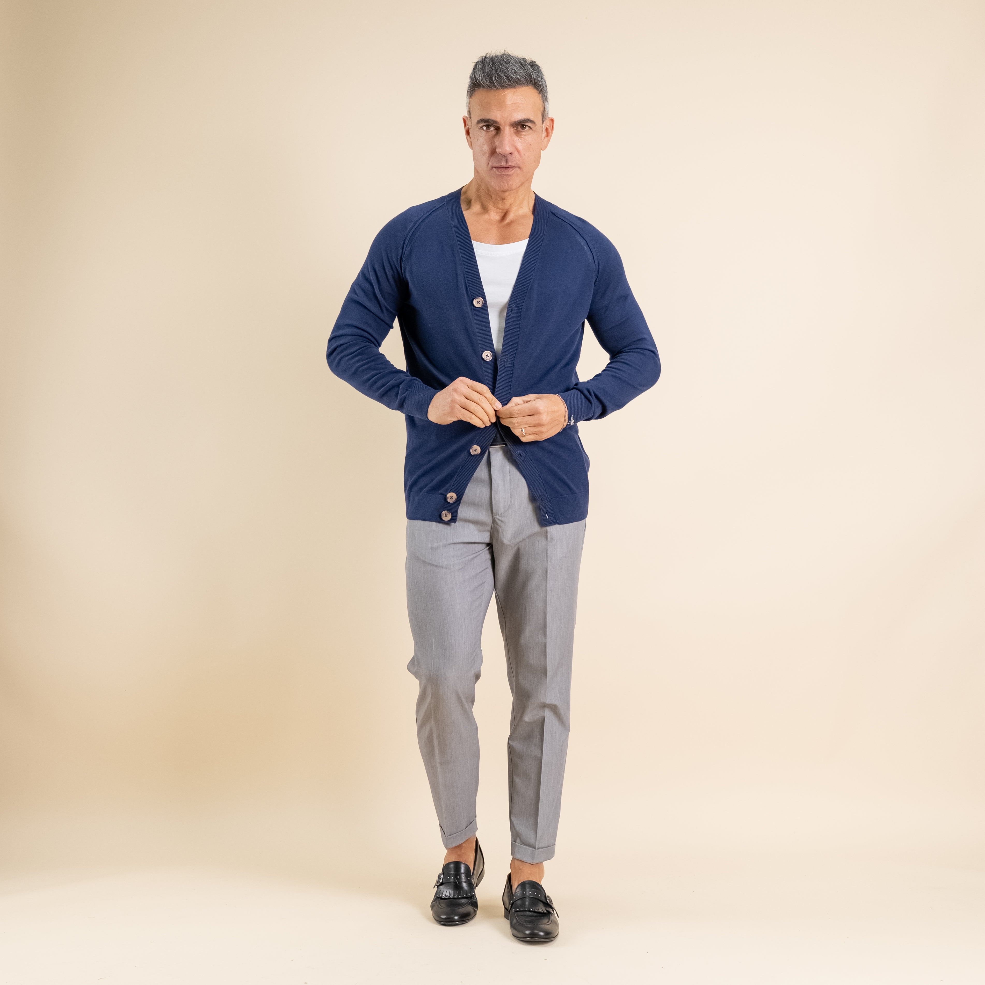 Lightweight V-Neck Cardigan - Blue