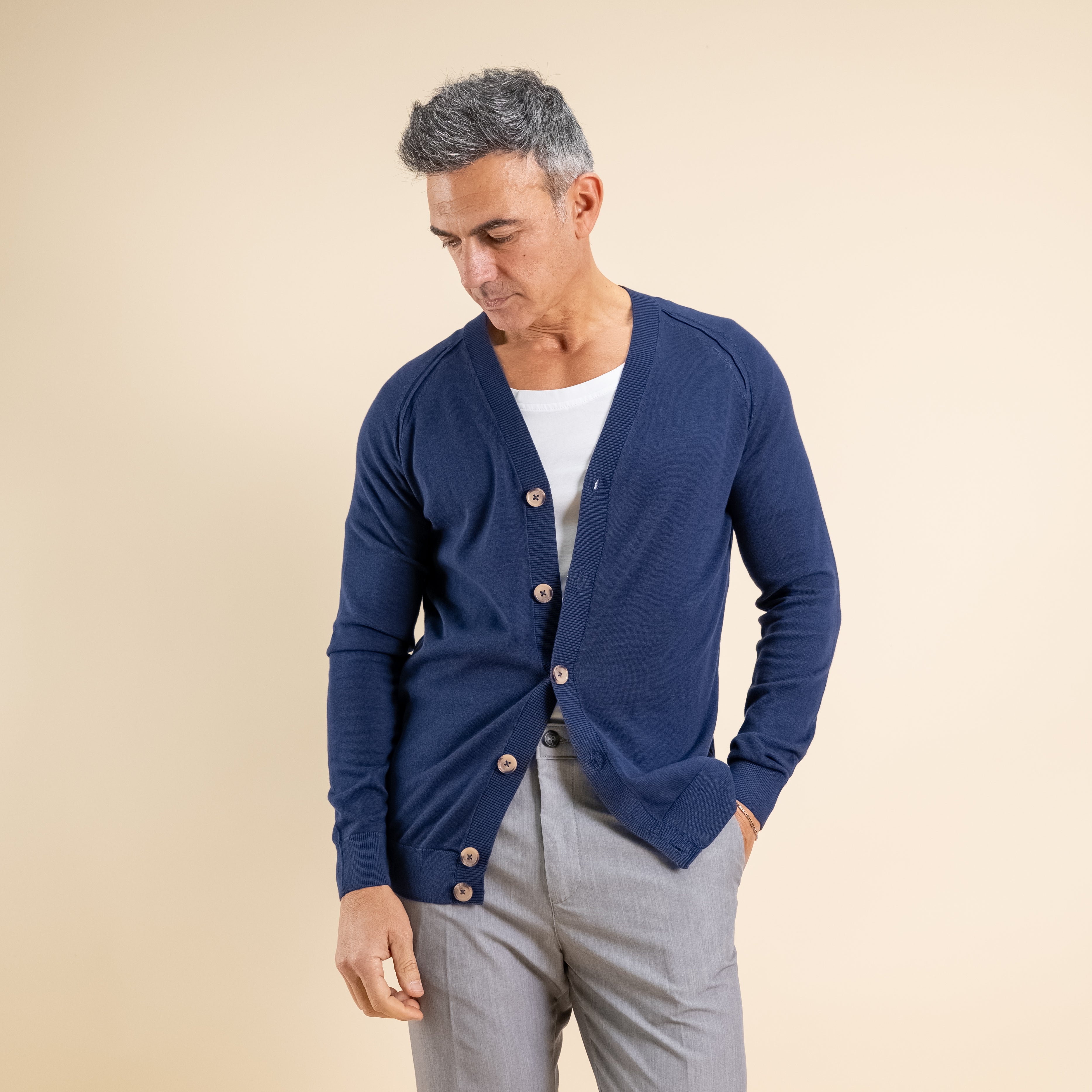 Lightweight V-Neck Cardigan - Blue