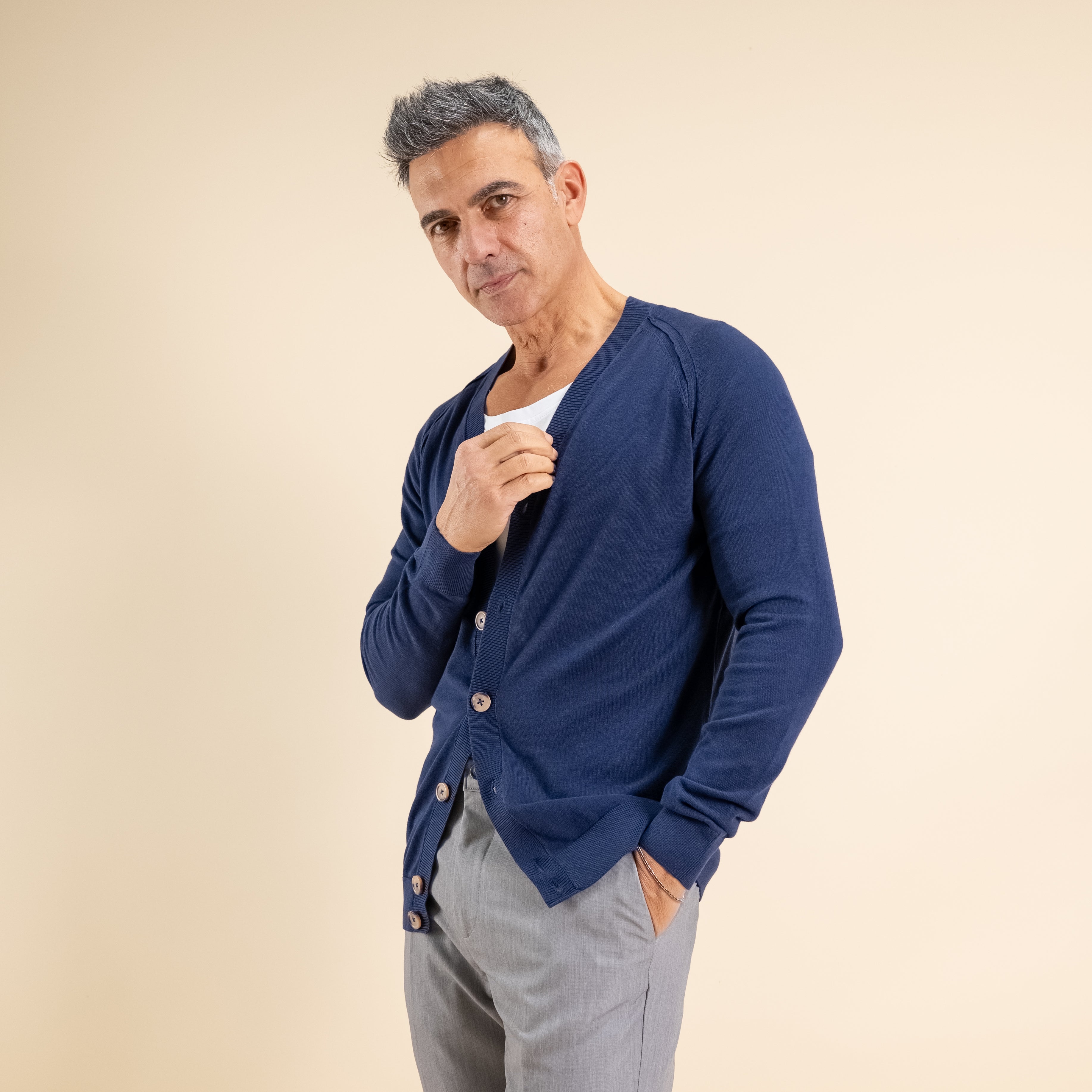 Lightweight V-Neck Cardigan - Blue