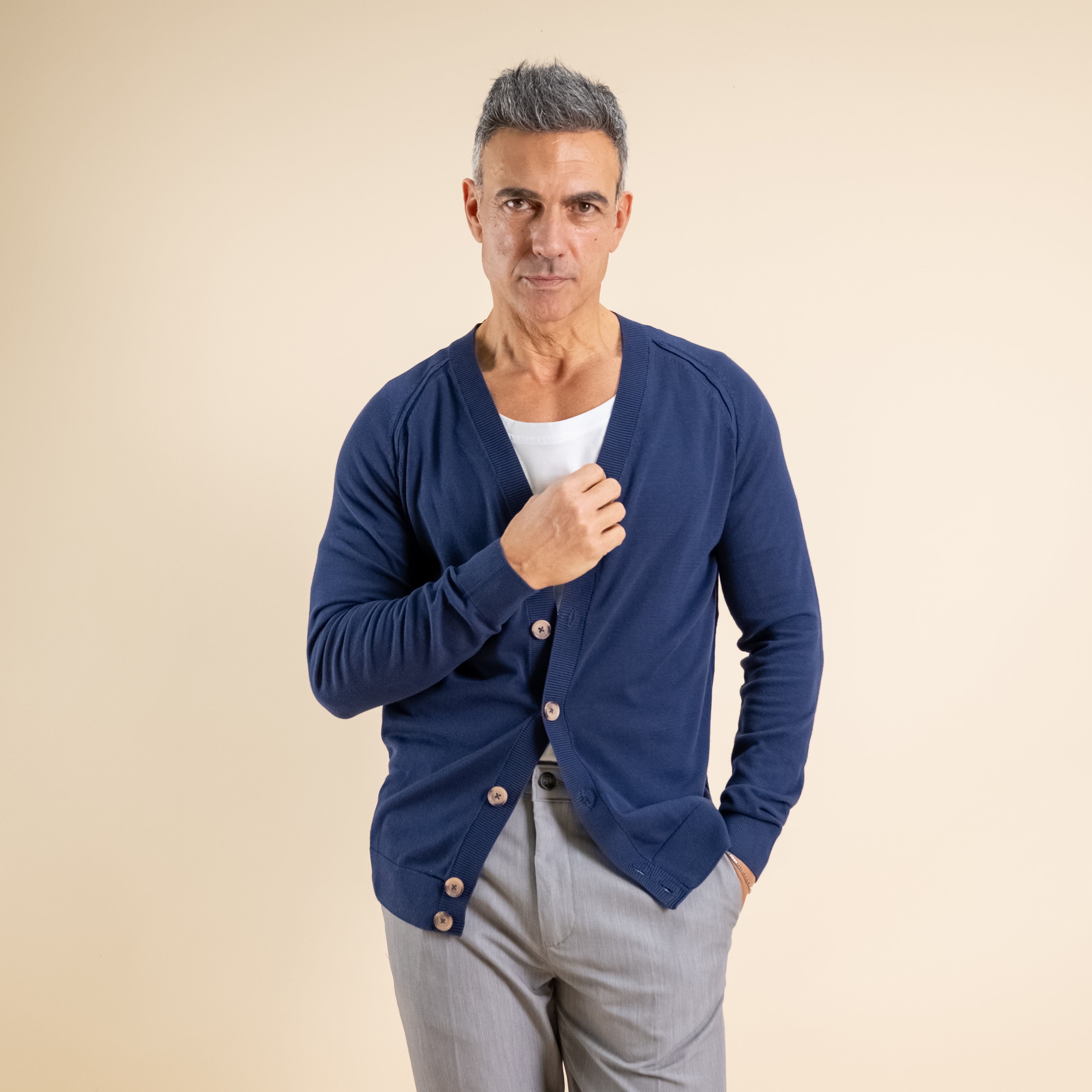 Lightweight V-Neck Cardigan - Blue