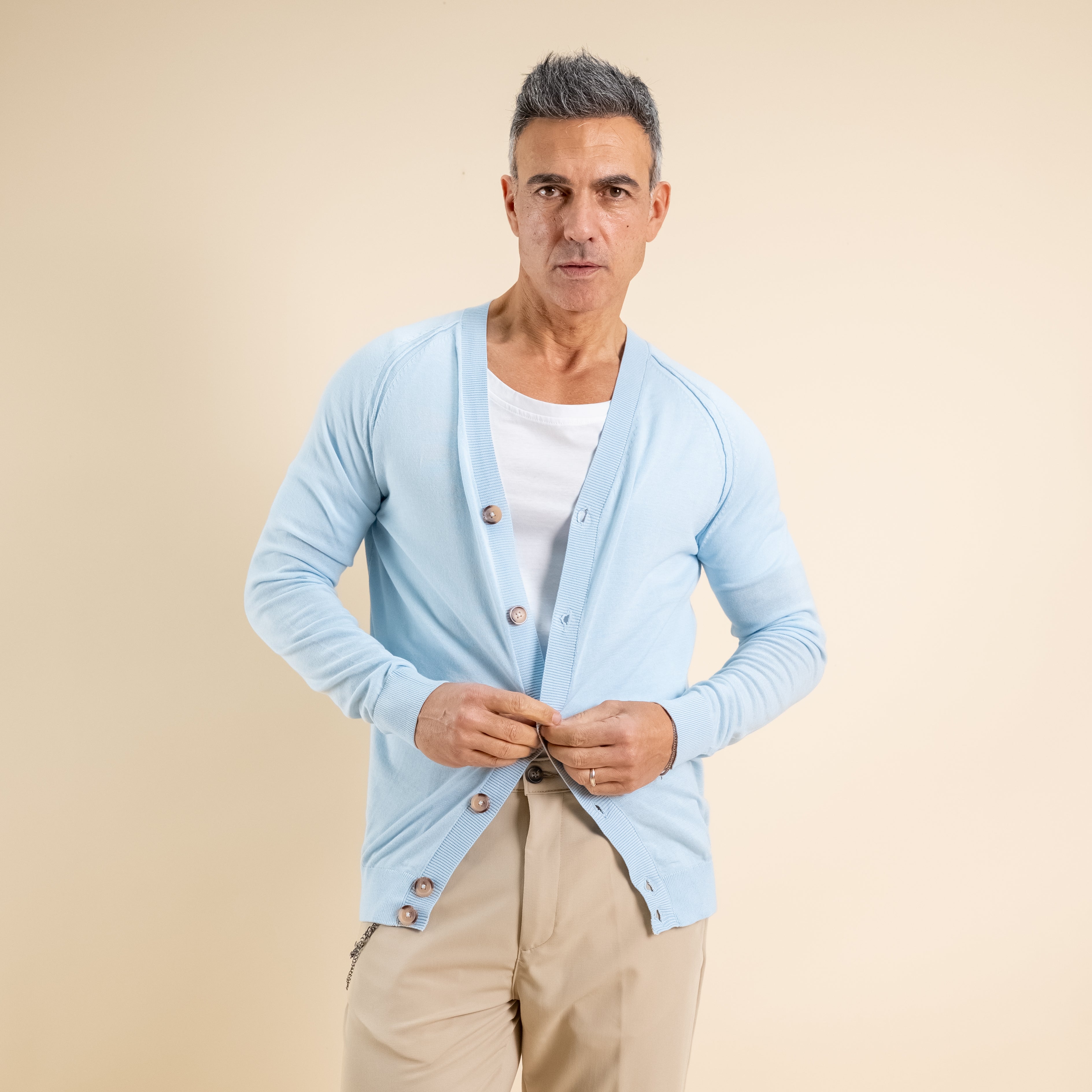 Lightweight V-Neck Cardigan - Light Blue