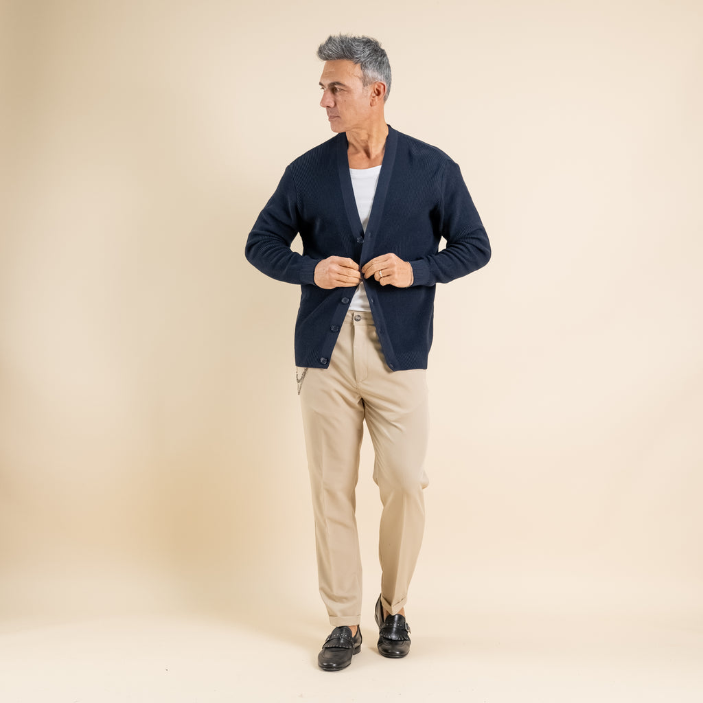 Cardigan in maglia a Scollo V –  Blu