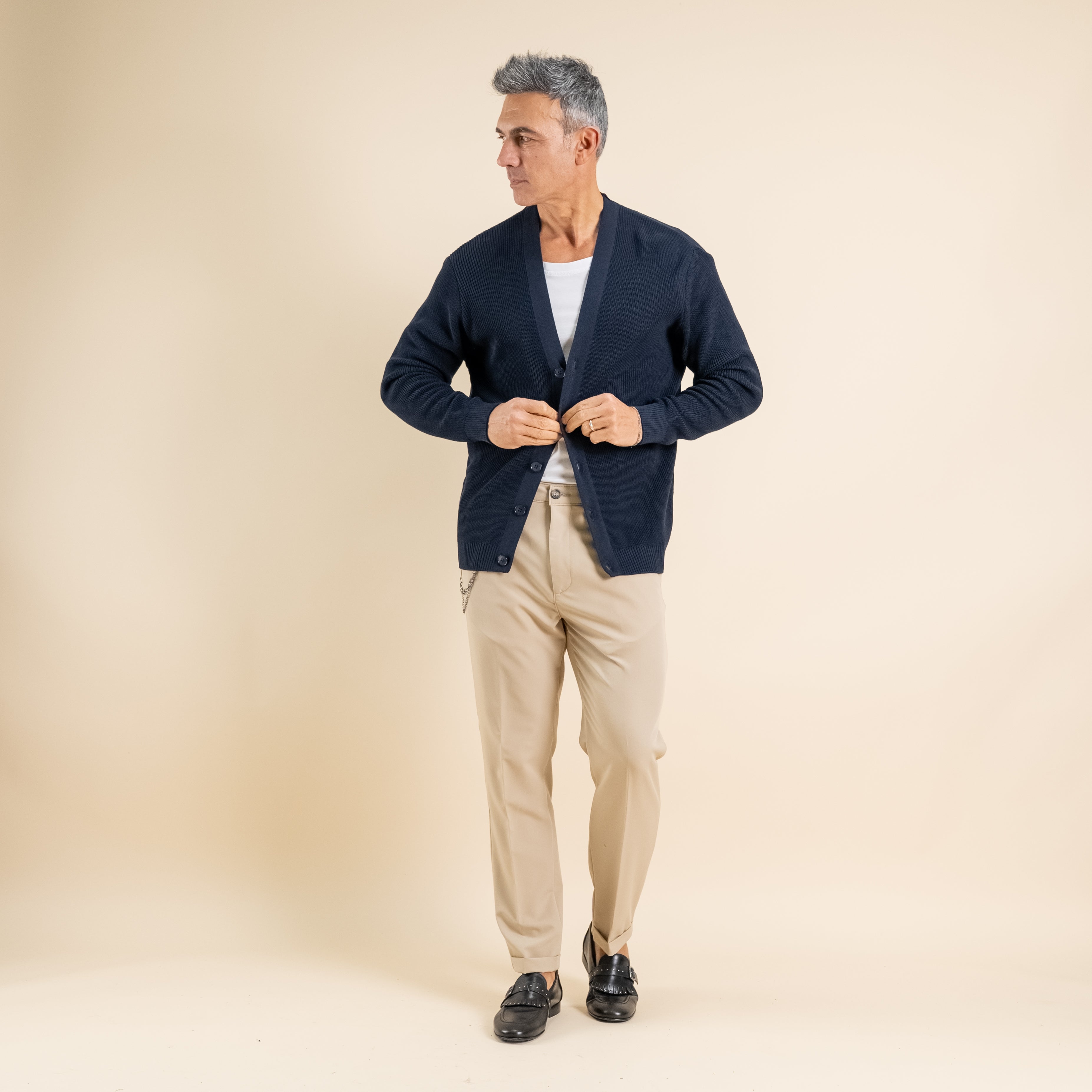 Cárdigan de hilo con botones - Ice