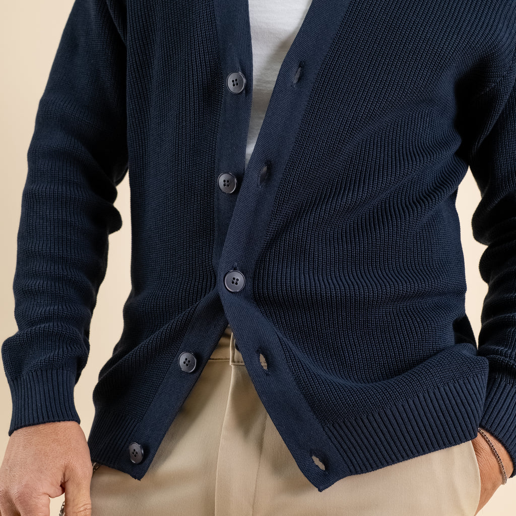 Cardigan in maglia a Scollo V –  Blu