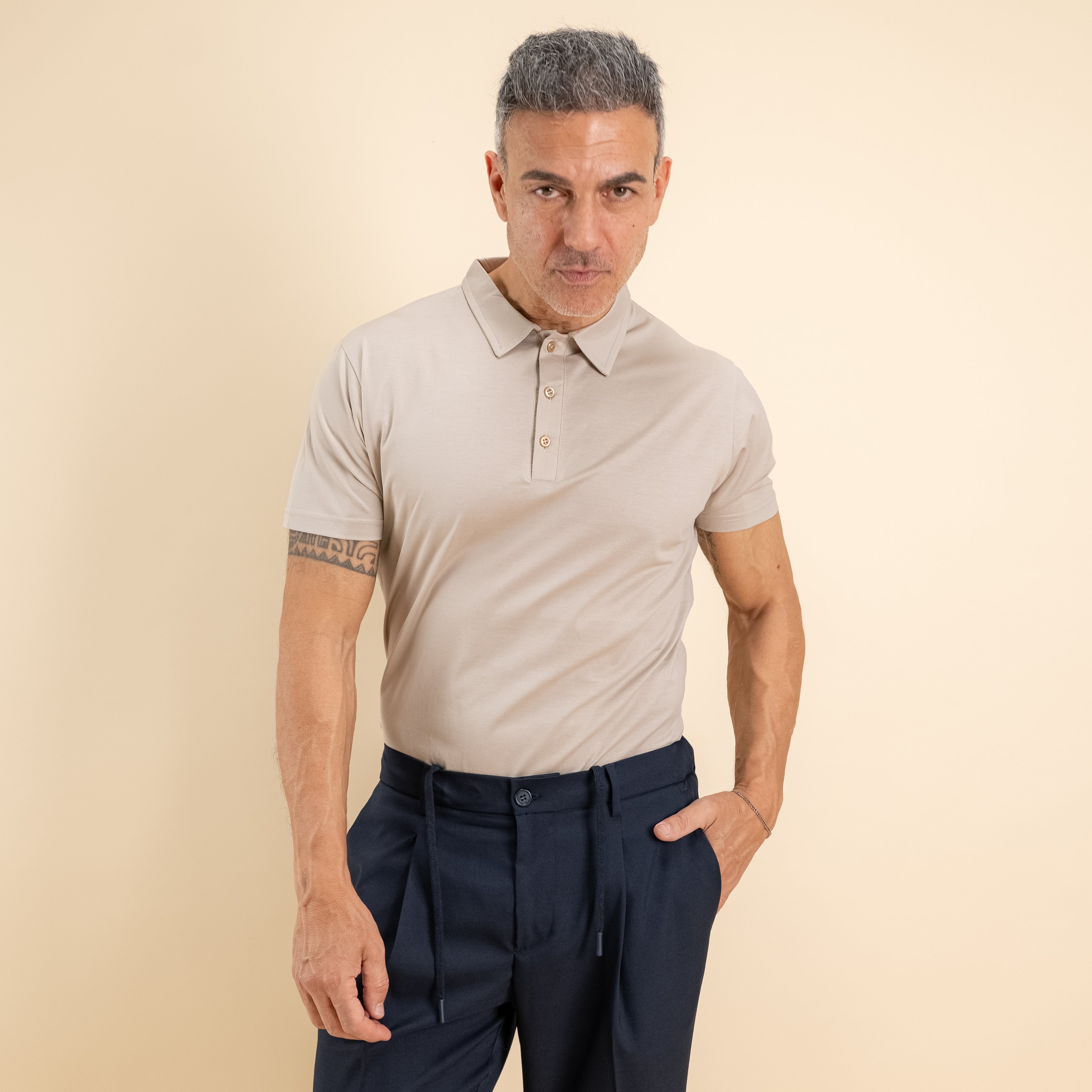 Polo in filo di scozia - Beige
