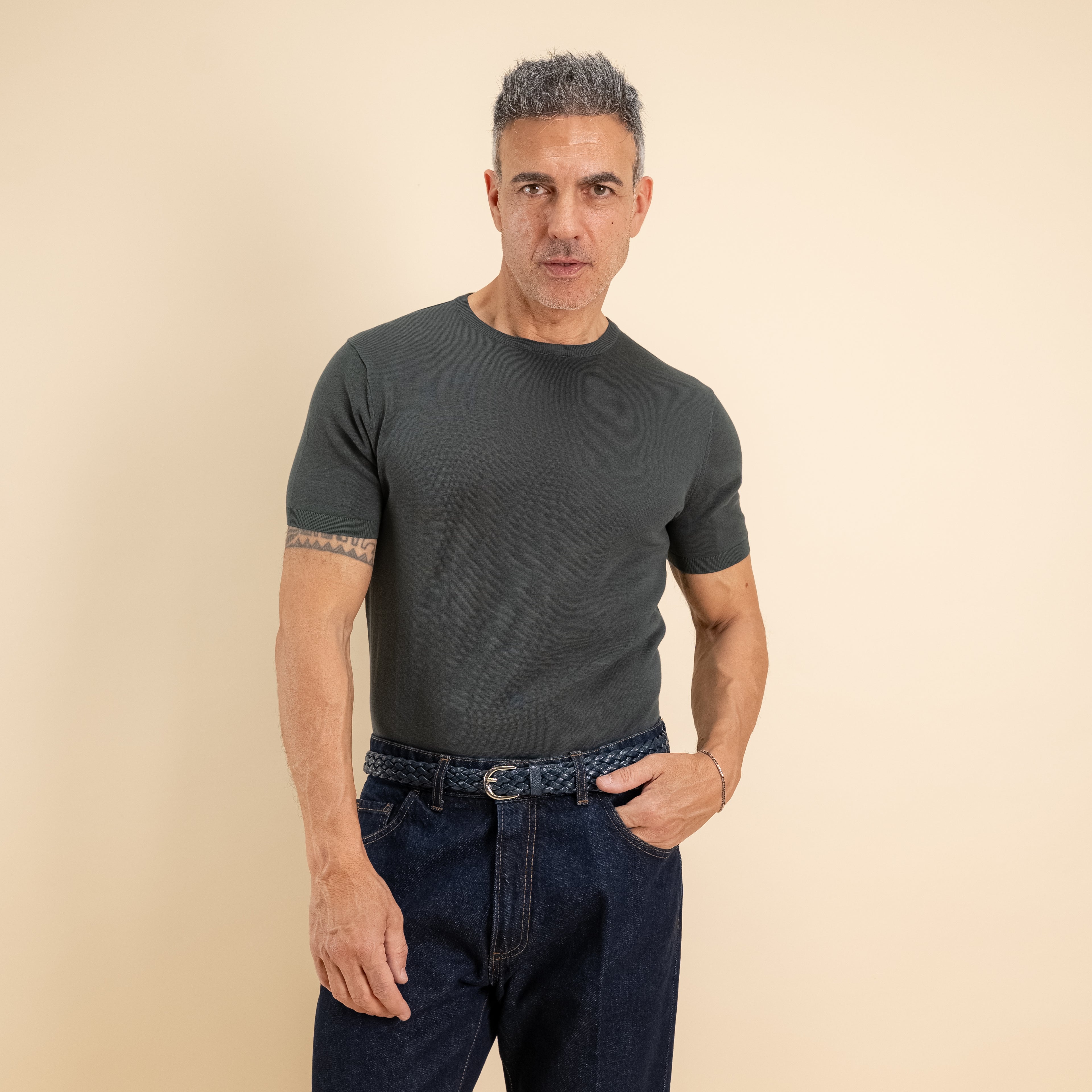 T-shirt in filo maglia - Bosco