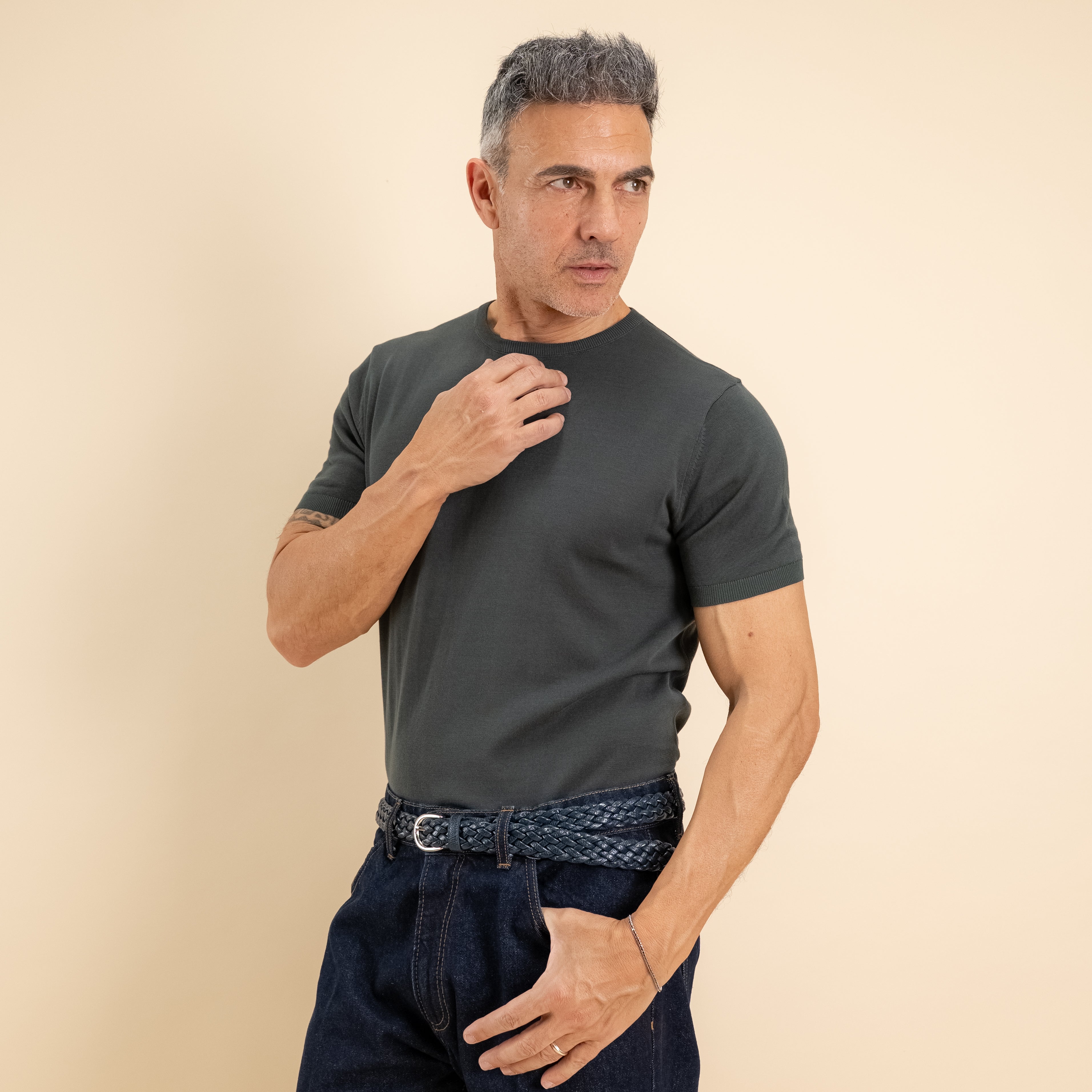 T-shirt in filo maglia - Bosco