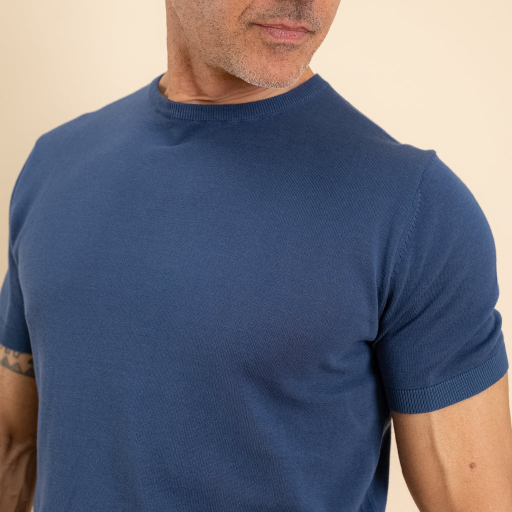 T-shirt in filo maglia - Blu Navy