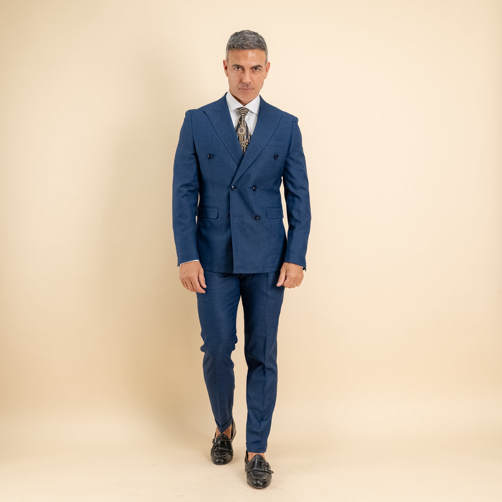 Abito Doppio Petto Melange - Blu Notte