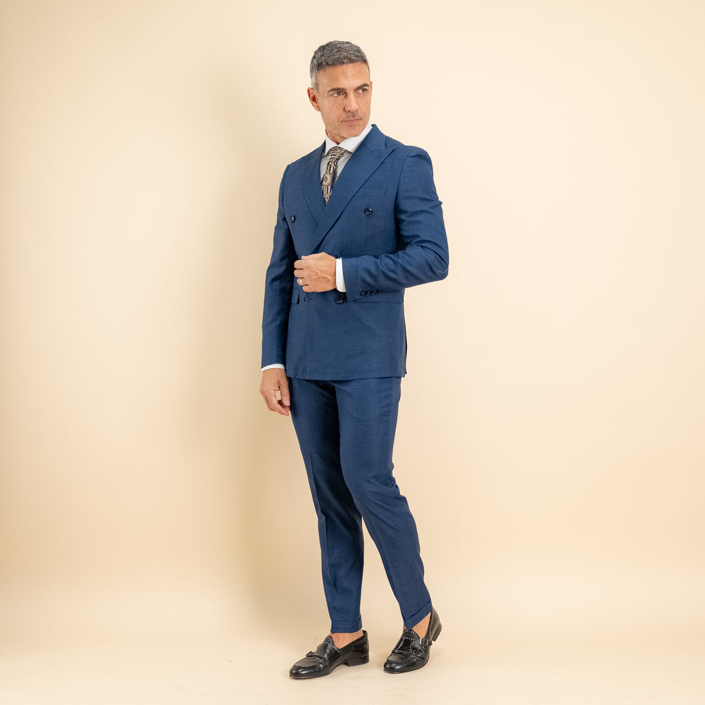 Abito Doppio Petto Melange - Blu Notte
