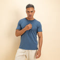 T-shirt scollo a barca taglio vivo - Blu Jeans