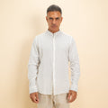 Camicia coreana in misto lino - Bianco