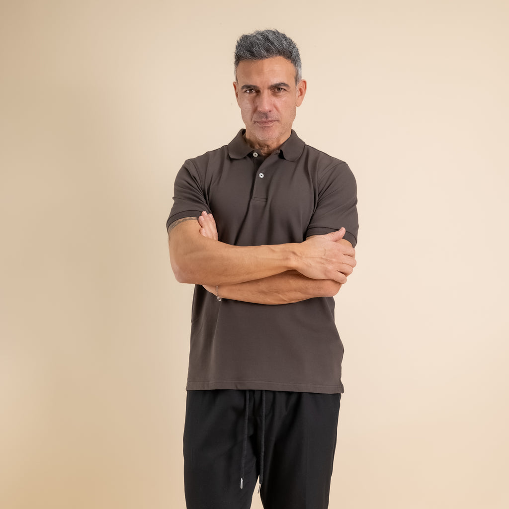 Polo in cotone Piquet - Marrone