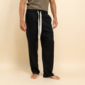 Pantalaccio in misto lino fondo largo - Nero