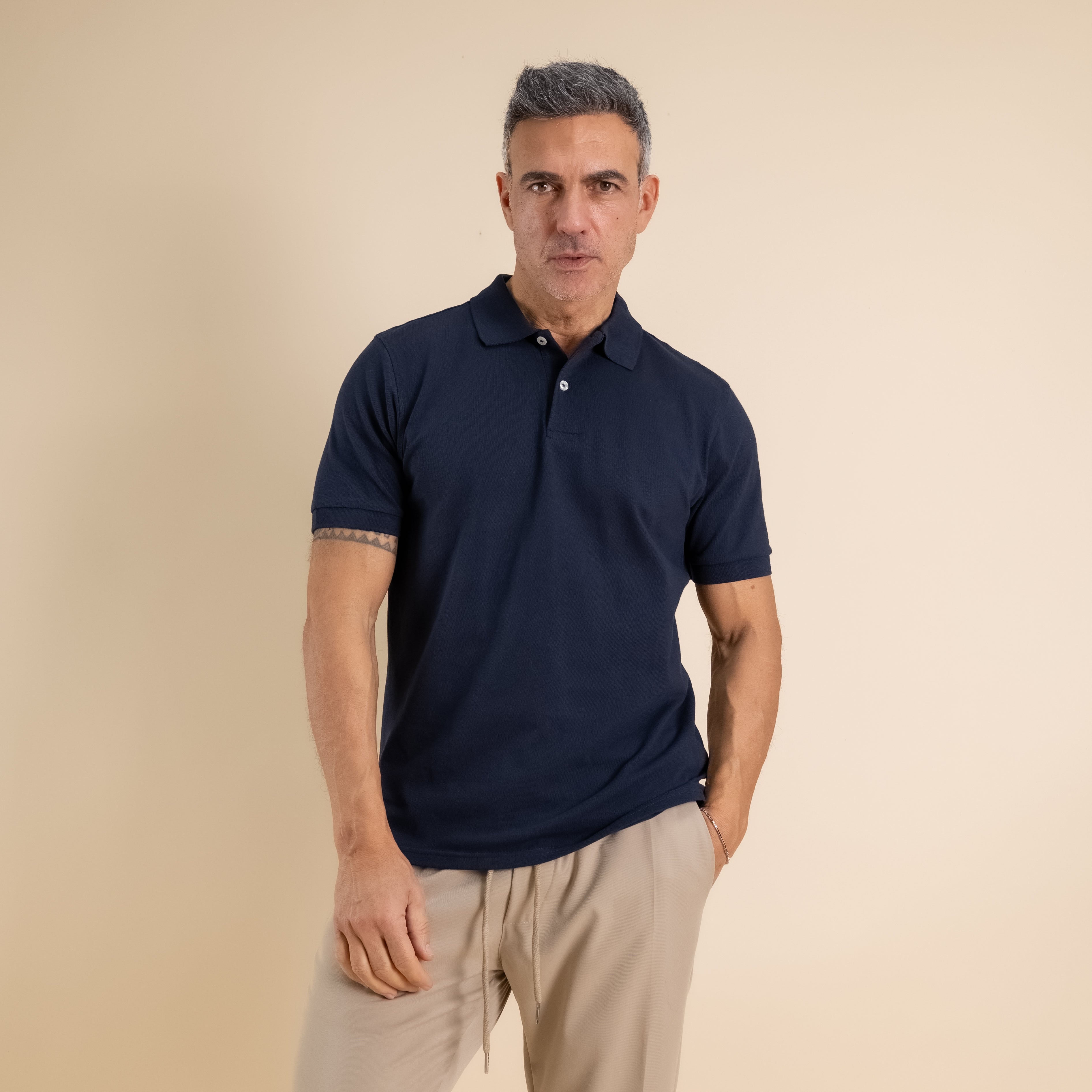 Polo in cotone Piquet - Blu Notte
