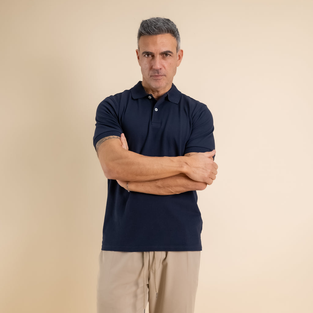 Polo in cotone Piquet - Blu Notte