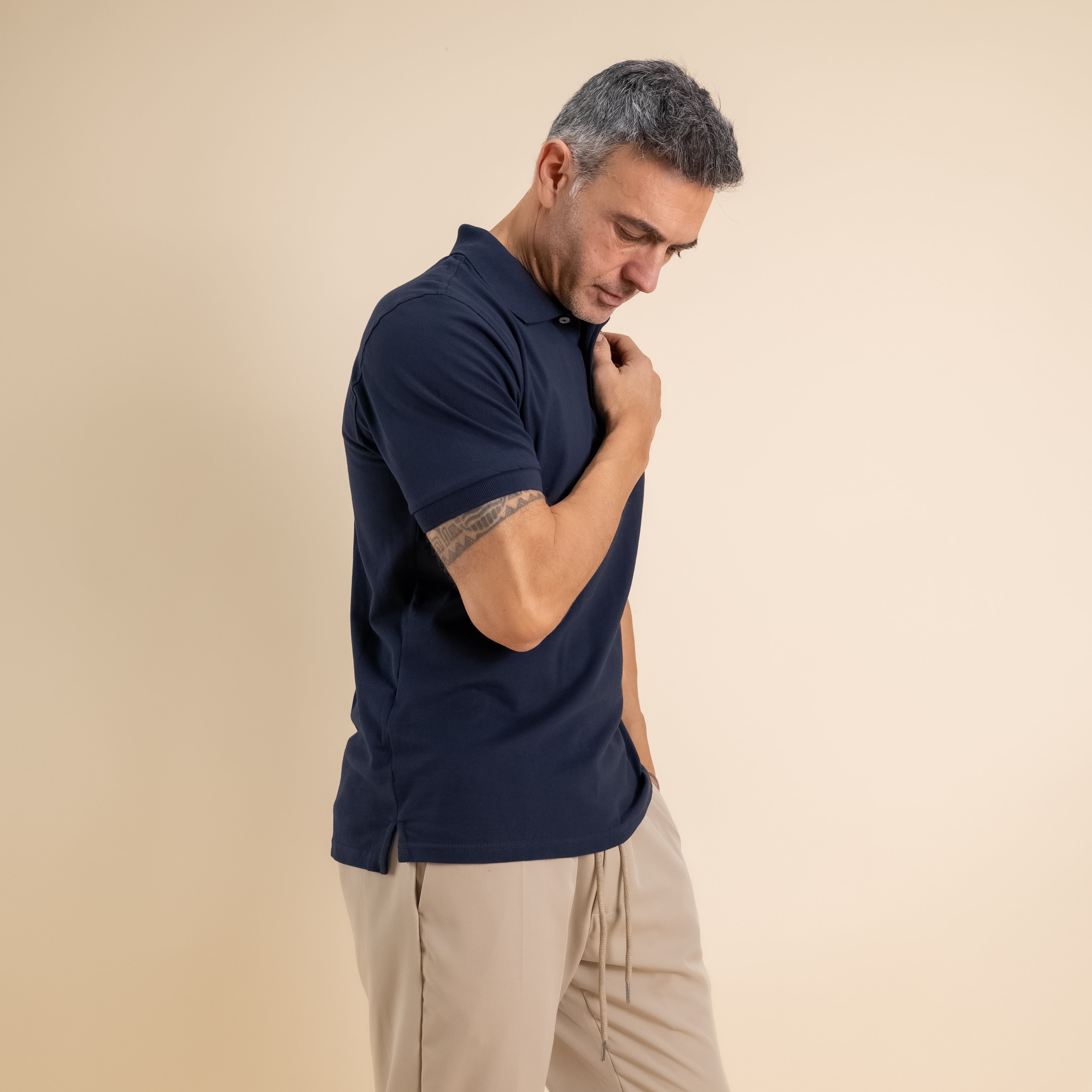 Polo in cotone Piquet - Blu Notte