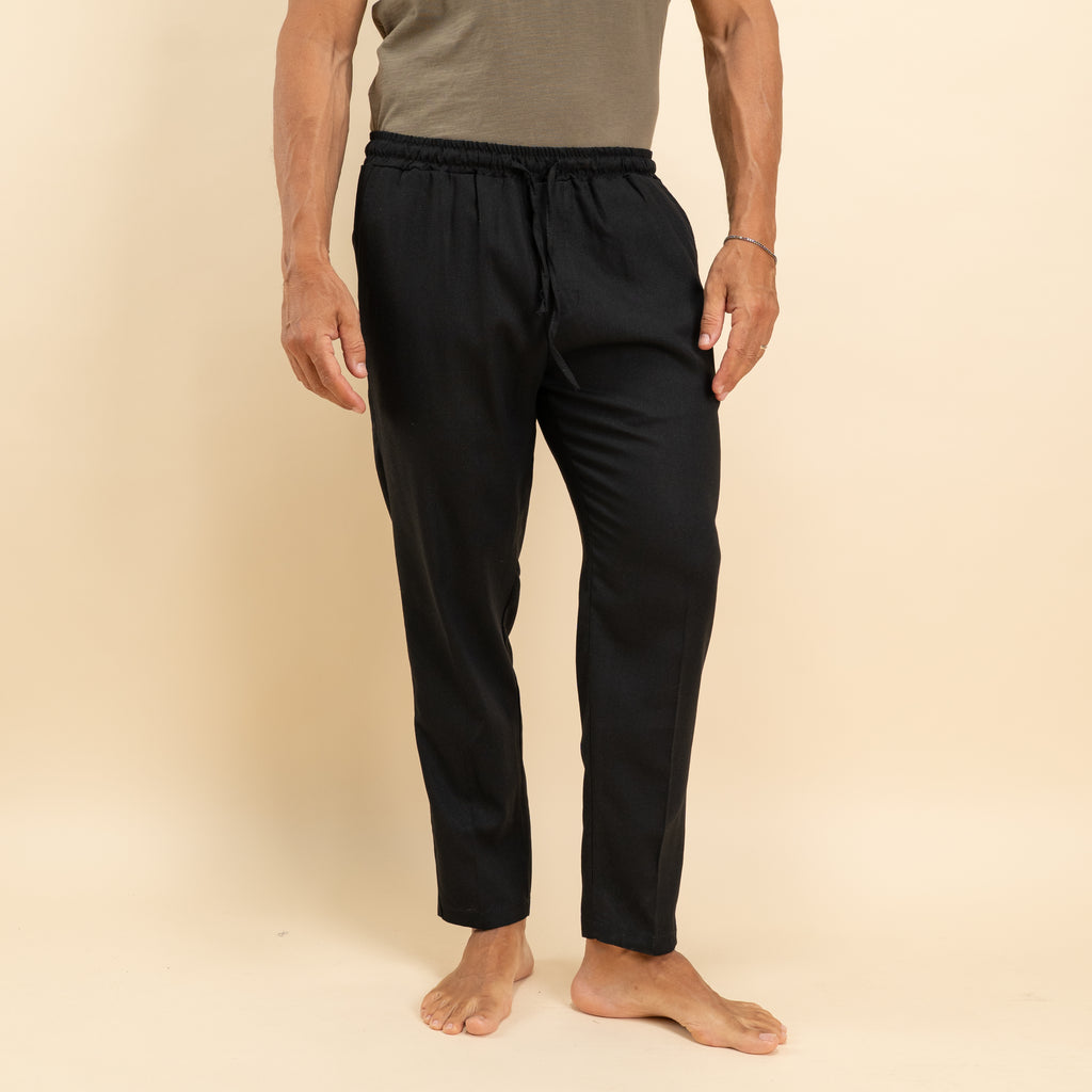Pantalaccio classico in misto lino - Nero