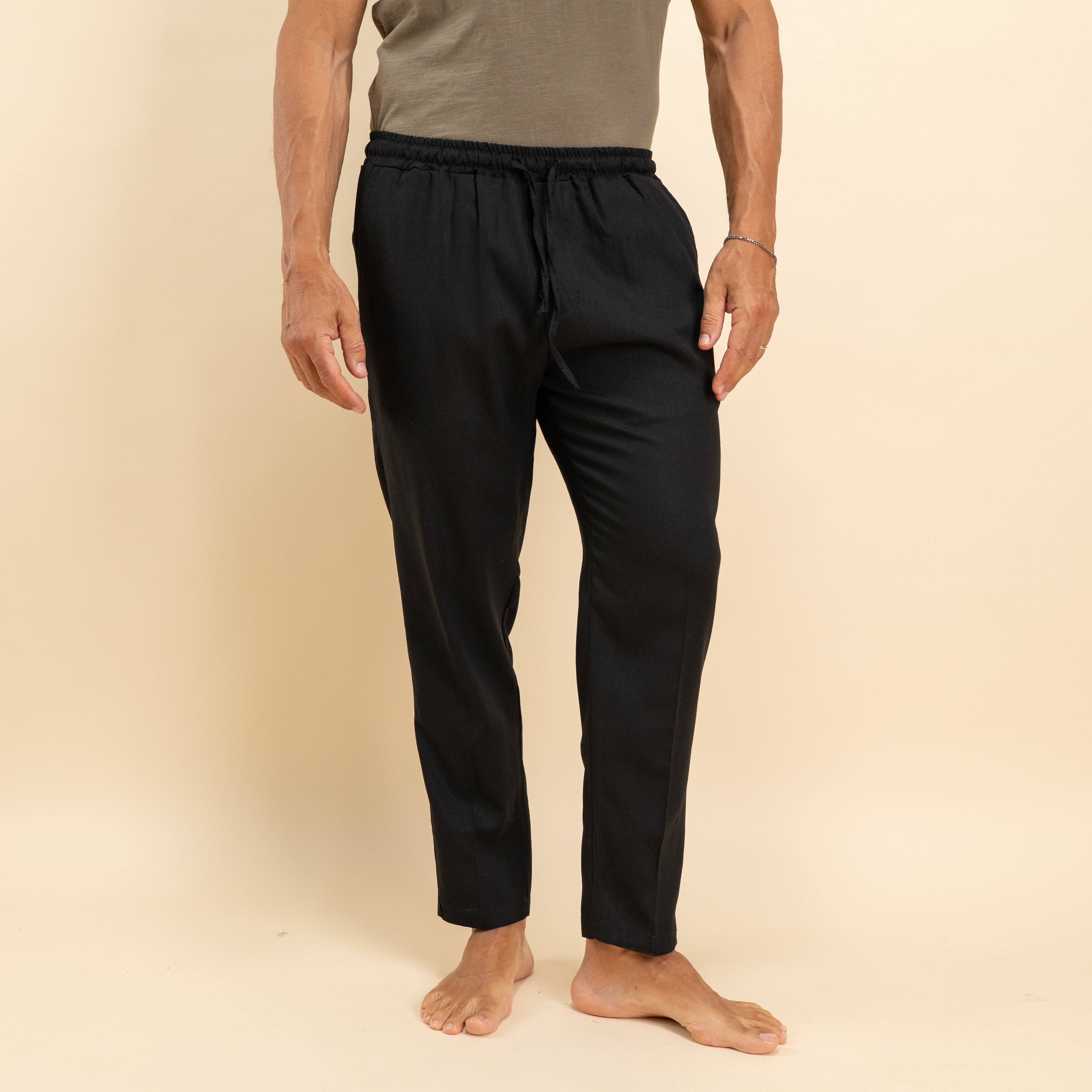 Pantalaccio classico in misto lino - Nero
